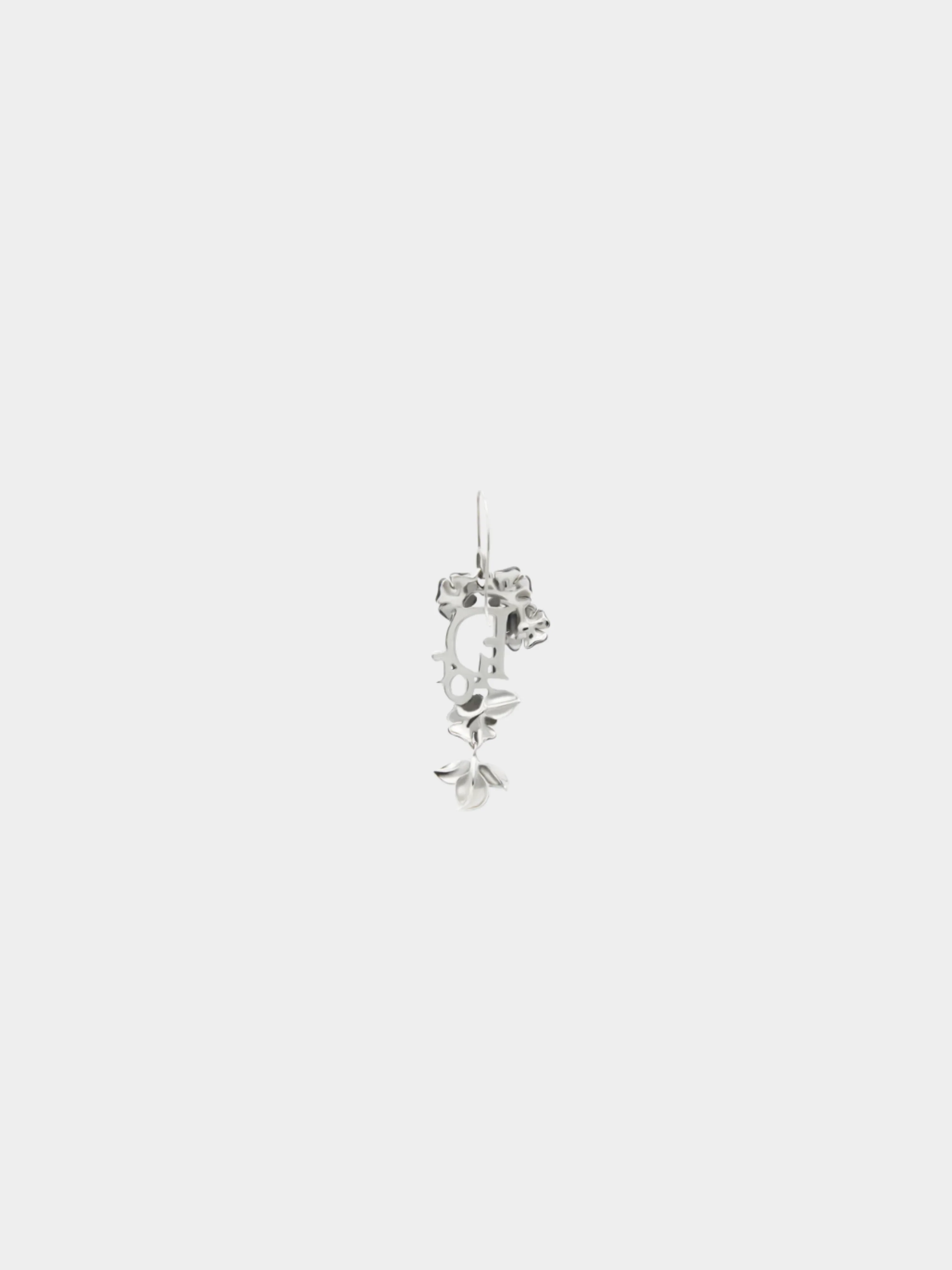 Christian Dior by John Galliano 2000s Blackened Silver Floral Lacquer Earrings - Image 2