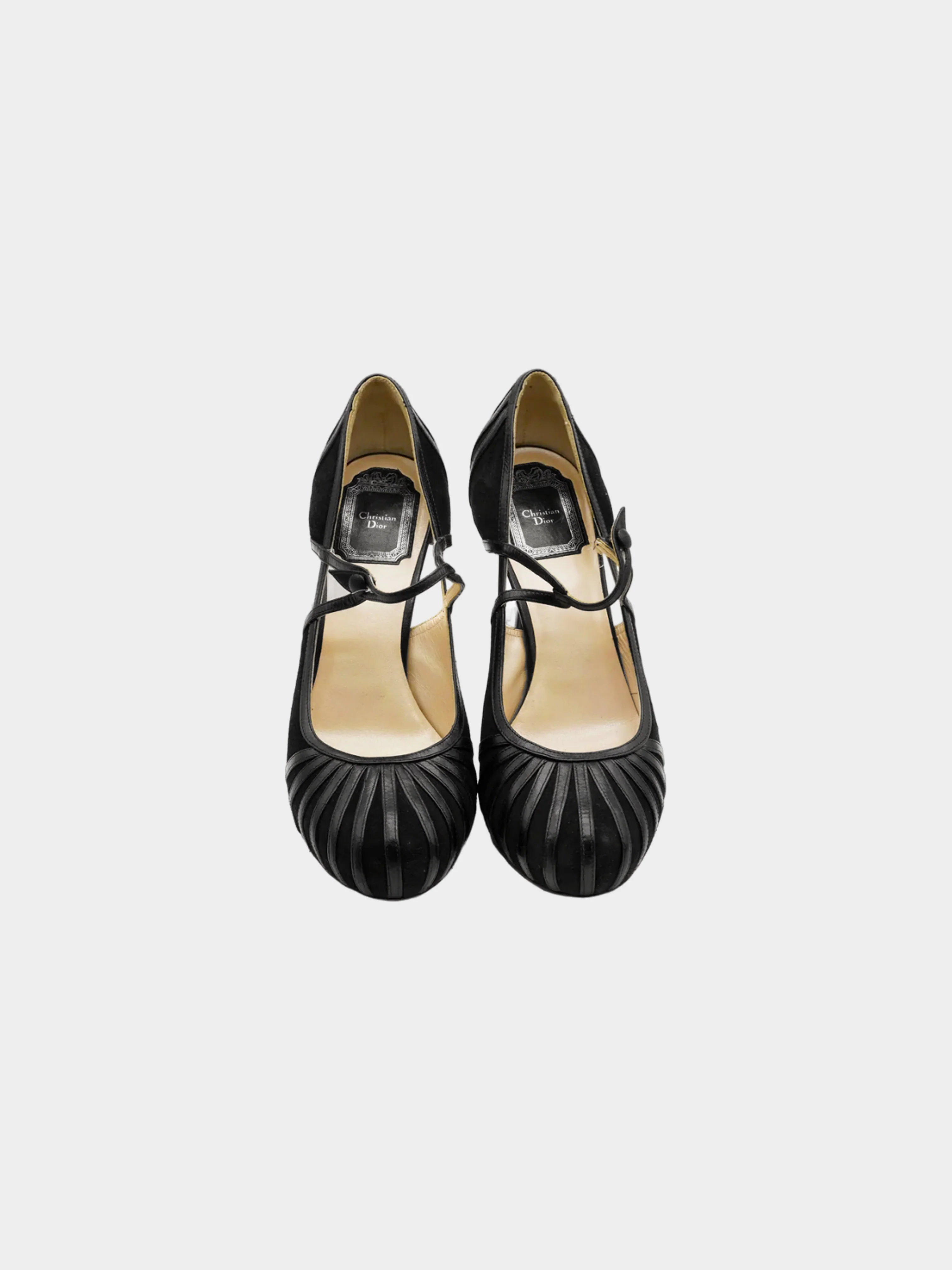 Christian Dior by John Galliano 2000s Black Suede and Leather Mary Jane Pumps - Image 2