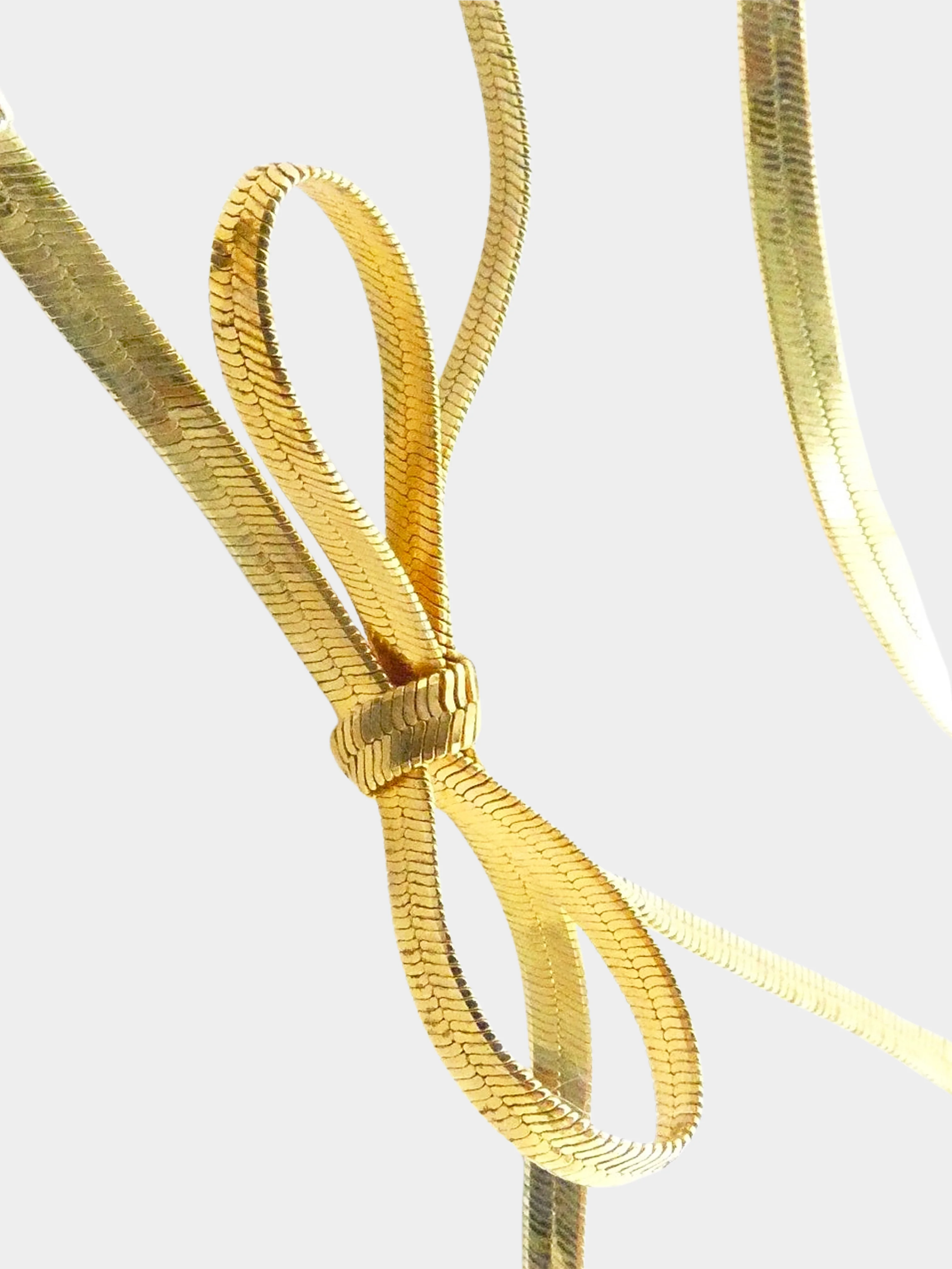 Christian Dior by John Galliano 2000s Gold Double Chain CD Bow Necklace - Image 3