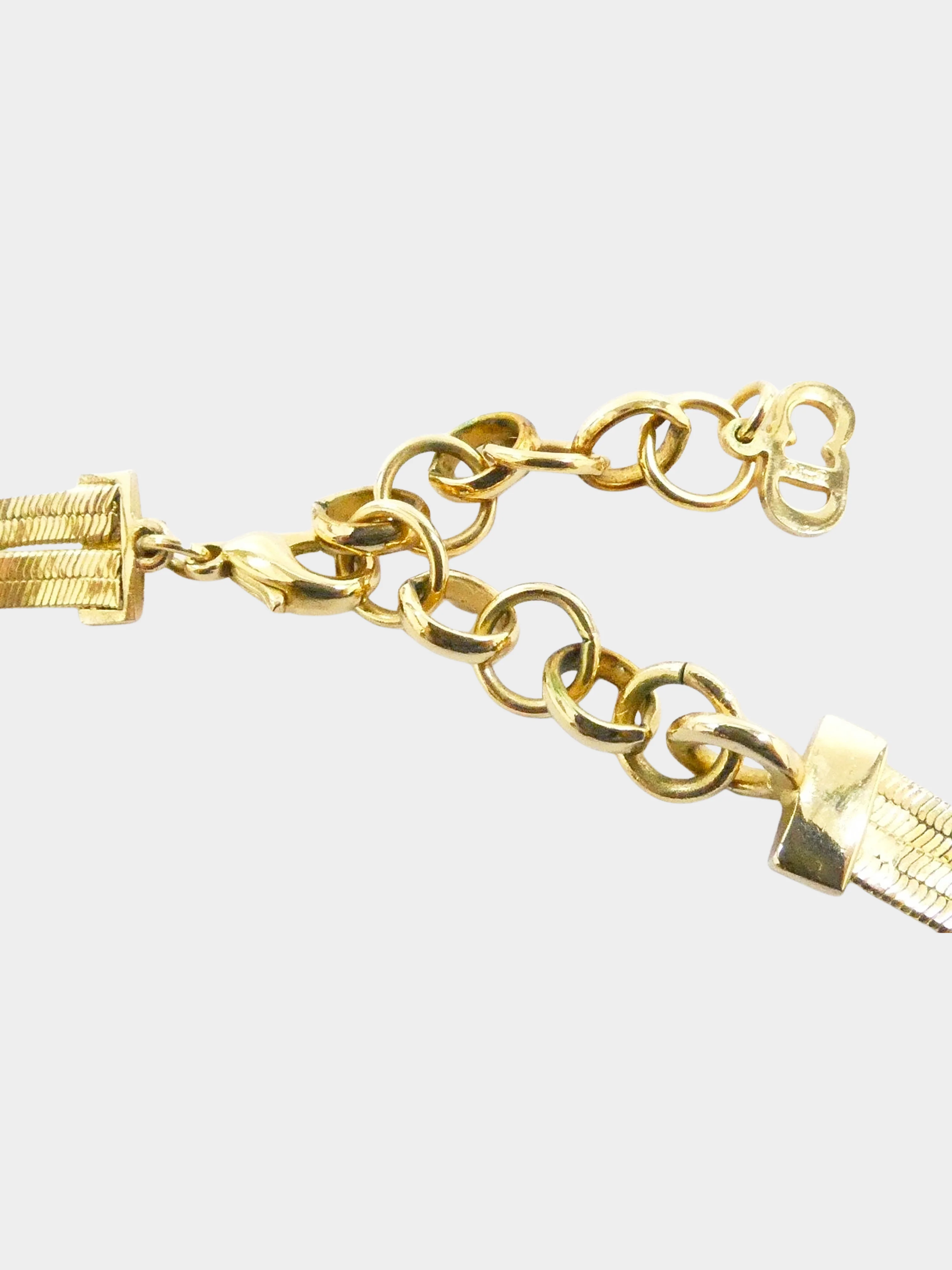 Christian Dior by John Galliano 2000s Gold Double Chain CD Bow Necklace - Image 4
