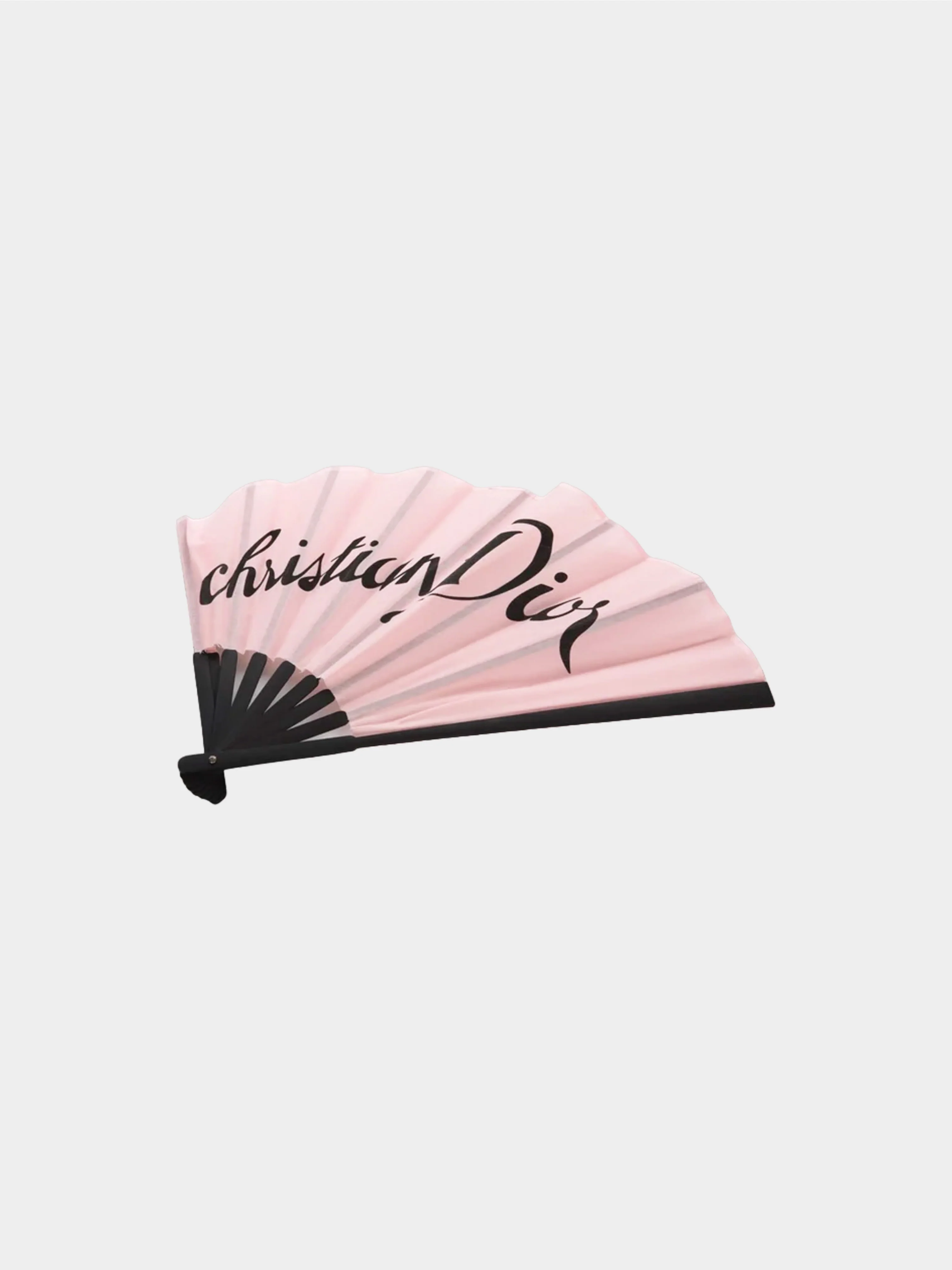 Christian Dior by John Galliano 2000s Rare Light Pink Logo Handheld Fan - Image 2
