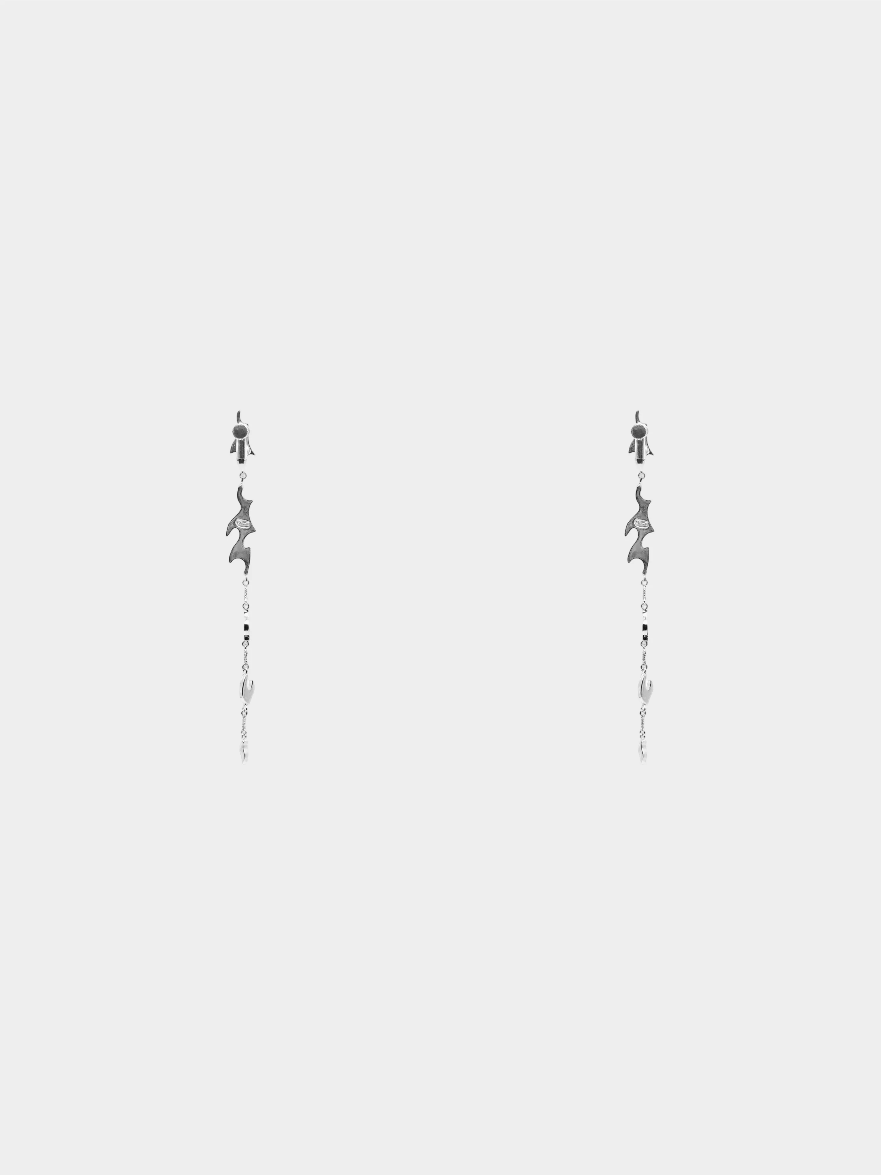 Christian Dior by John Galliano 2000s Silver Tribal Motif Drop Earrings - Image 2