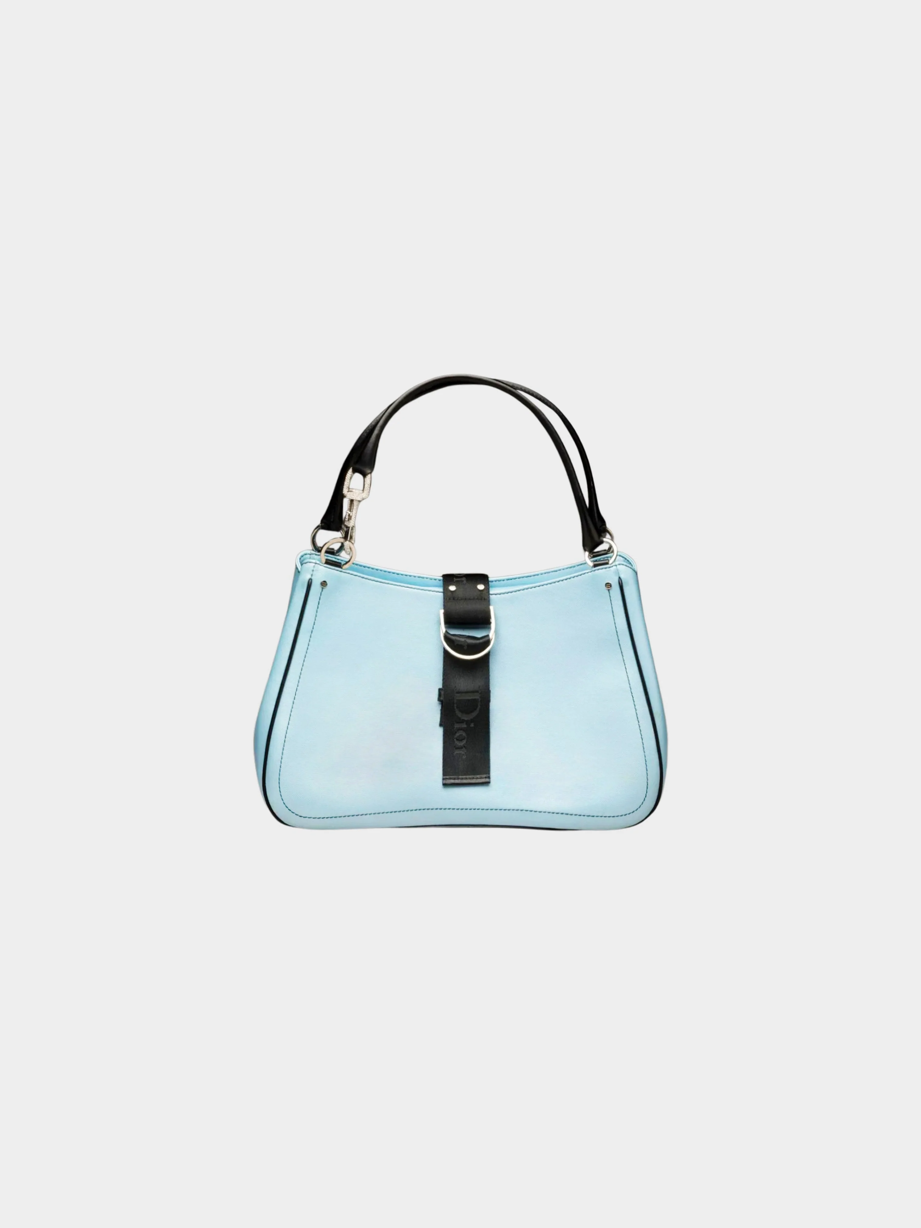 Christian Dior by John Galliano 2003 Blue Canvas and Black Leather "Hardcore" Bag