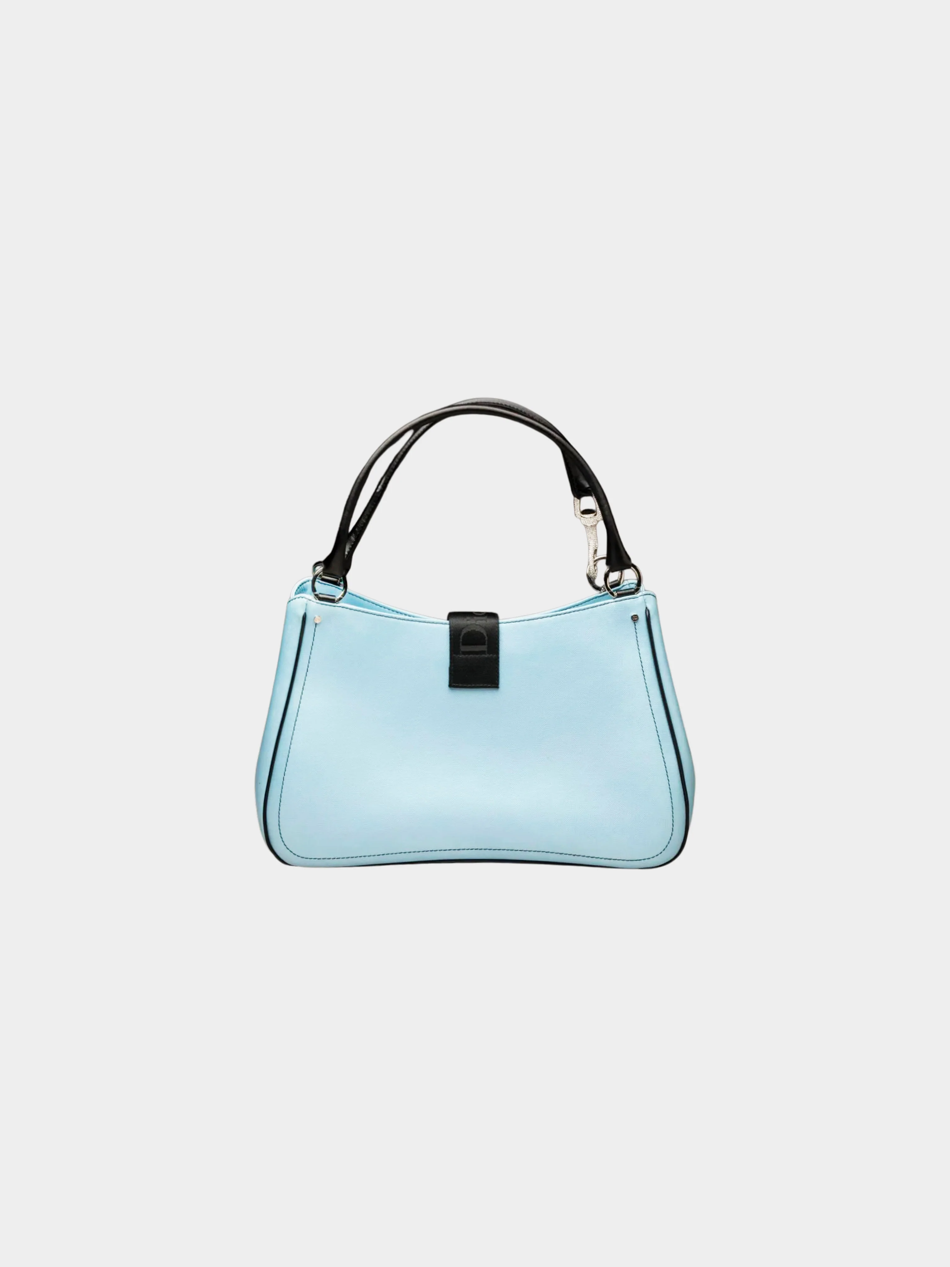 Christian Dior by John Galliano 2003 Blue Canvas and Black Leather "Hardcore" Bag - Image 2