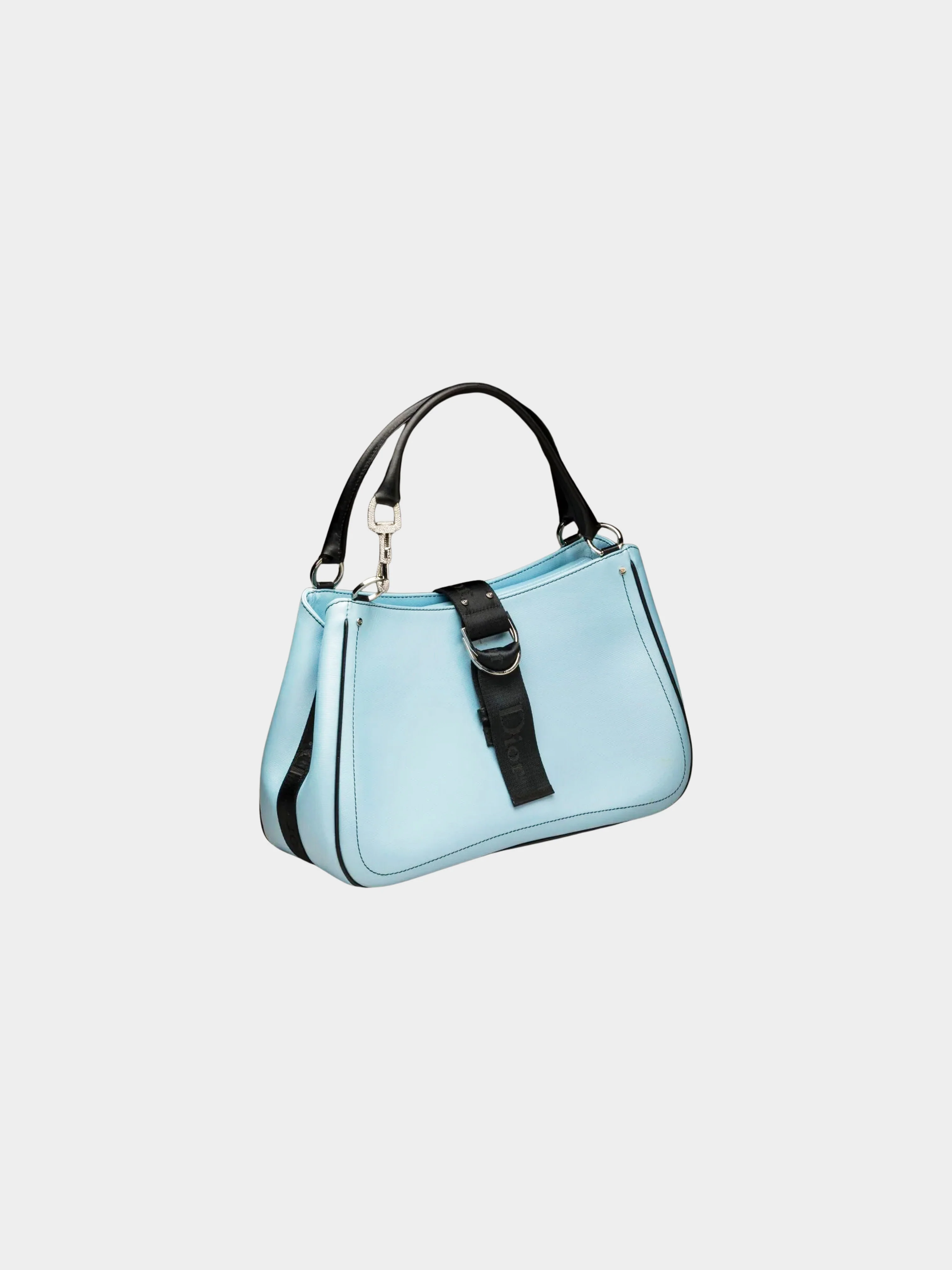 Christian Dior by John Galliano 2003 Blue Canvas and Black Leather "Hardcore" Bag - Image 3