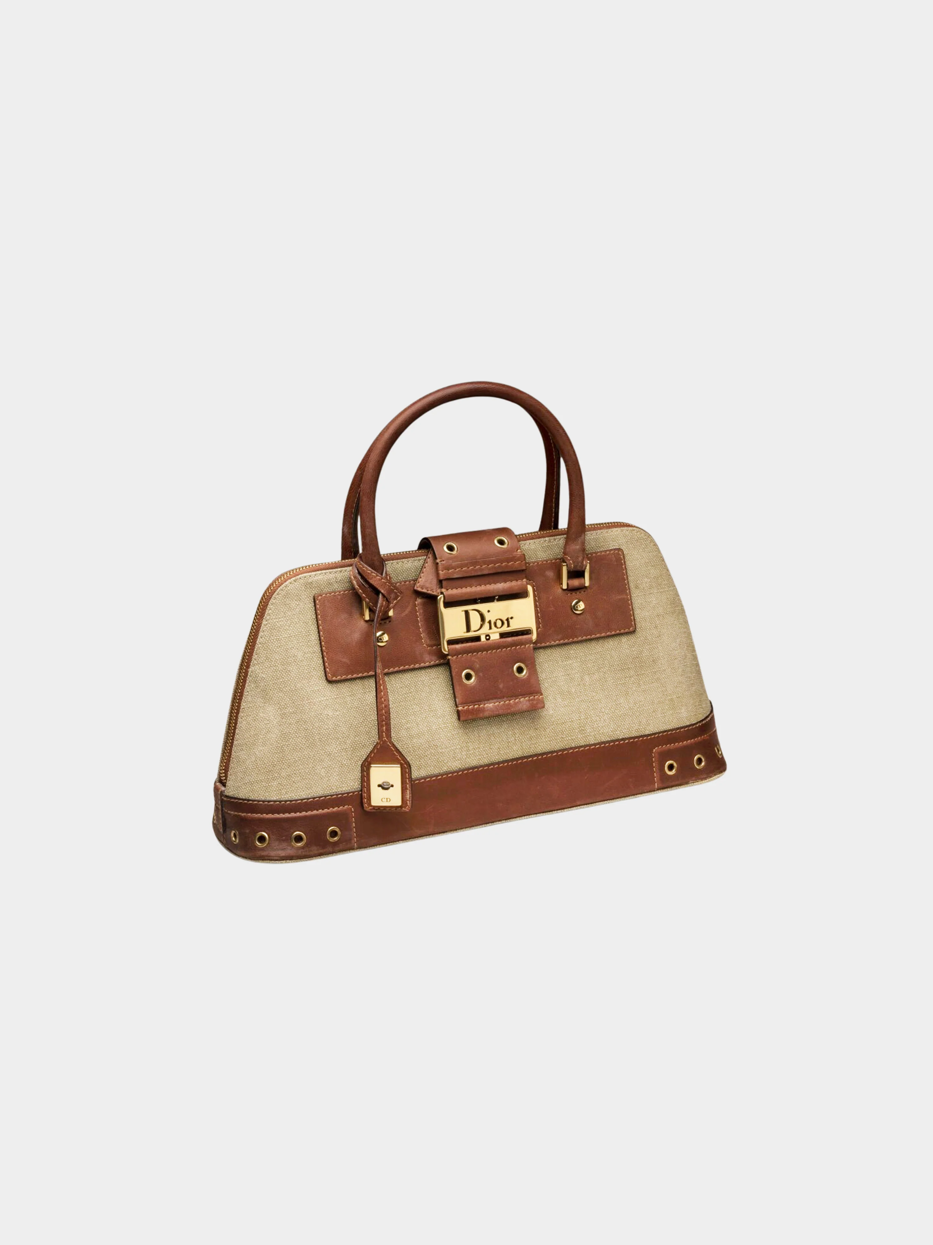 Christian Dior by John Galliano 2003 Khaki Brown Canvas and Leather Street Chic Bag - Image 3