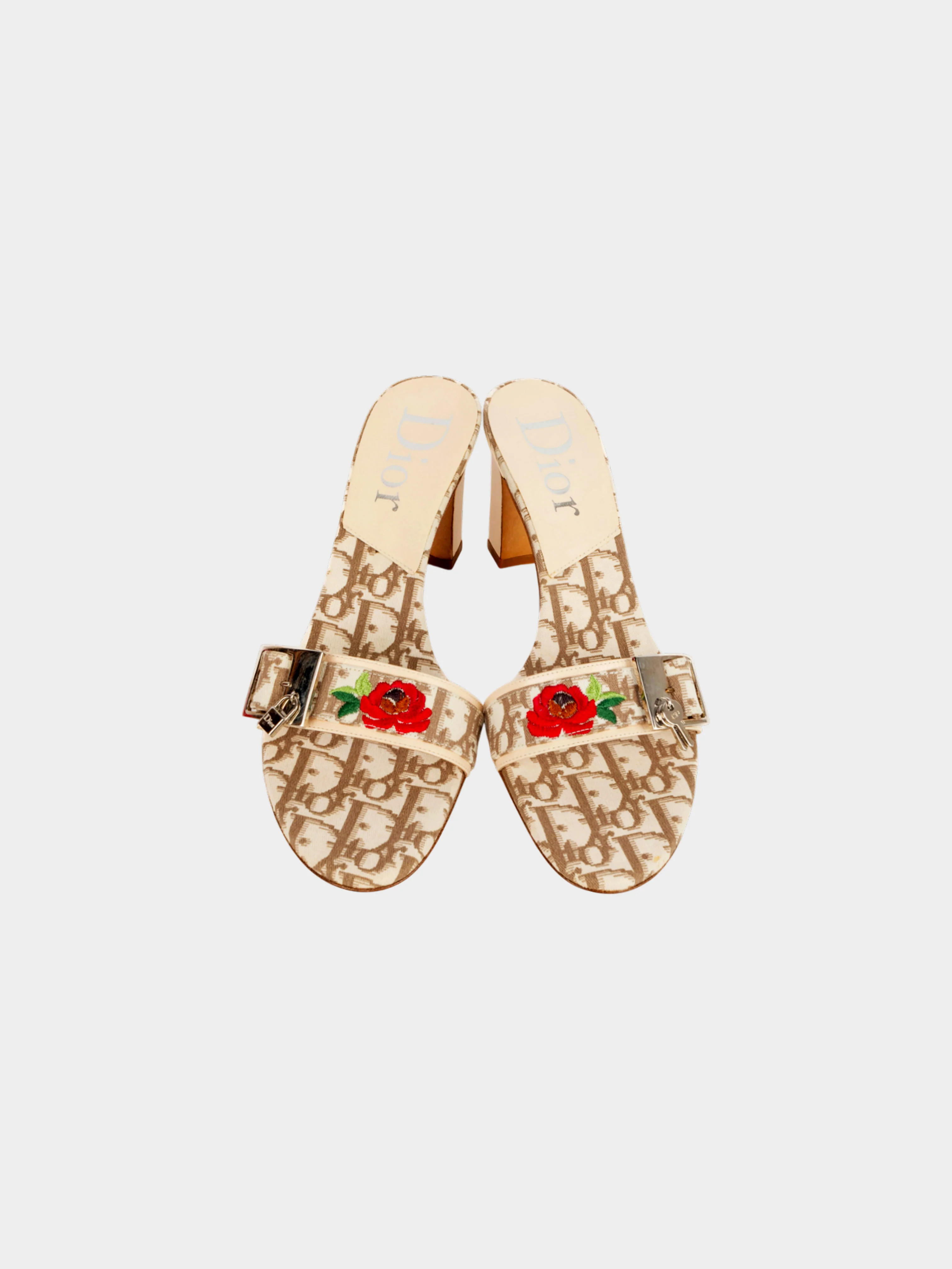 Christian Dior by John Galliano 2005 Brown Monogram High Heeled Mules - Image 2