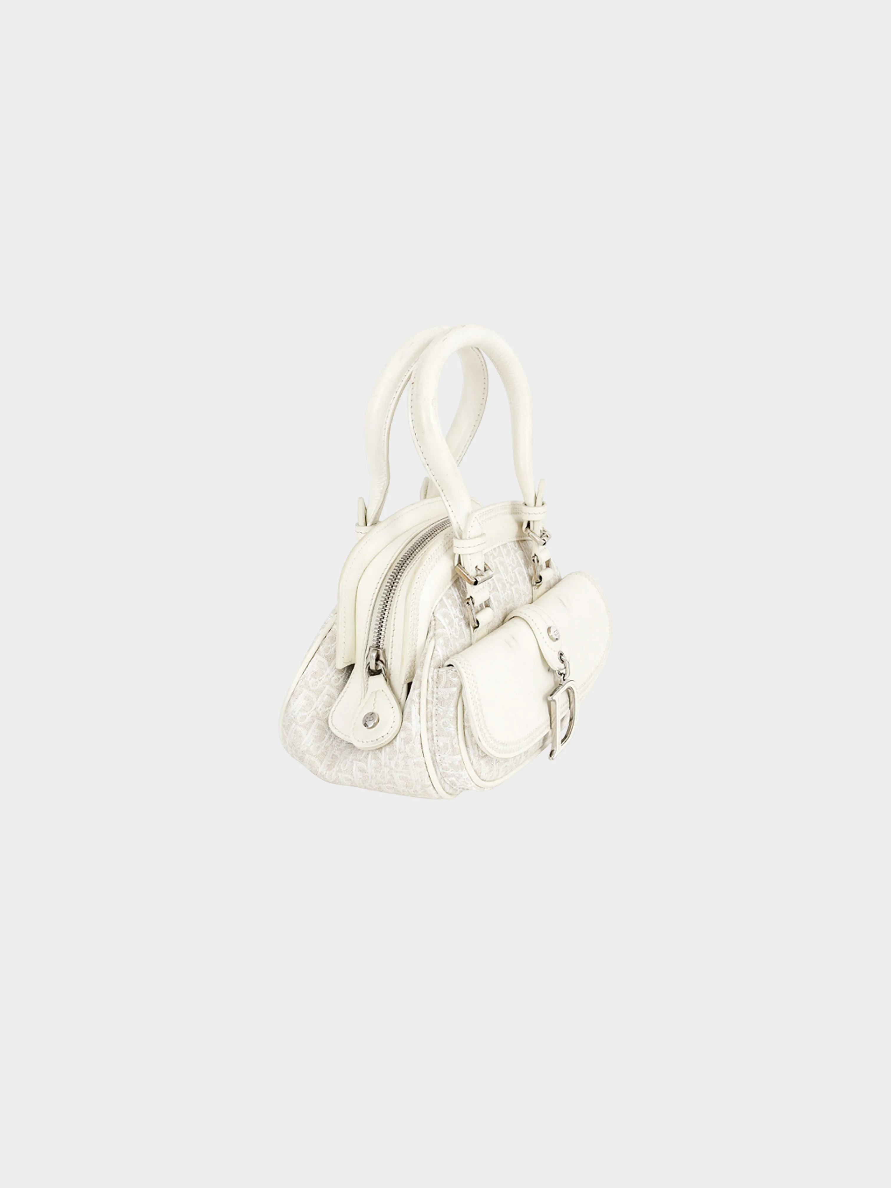 Christian Dior by John Galliano 2005 White Leather Mini Detective Handbag - Image 2