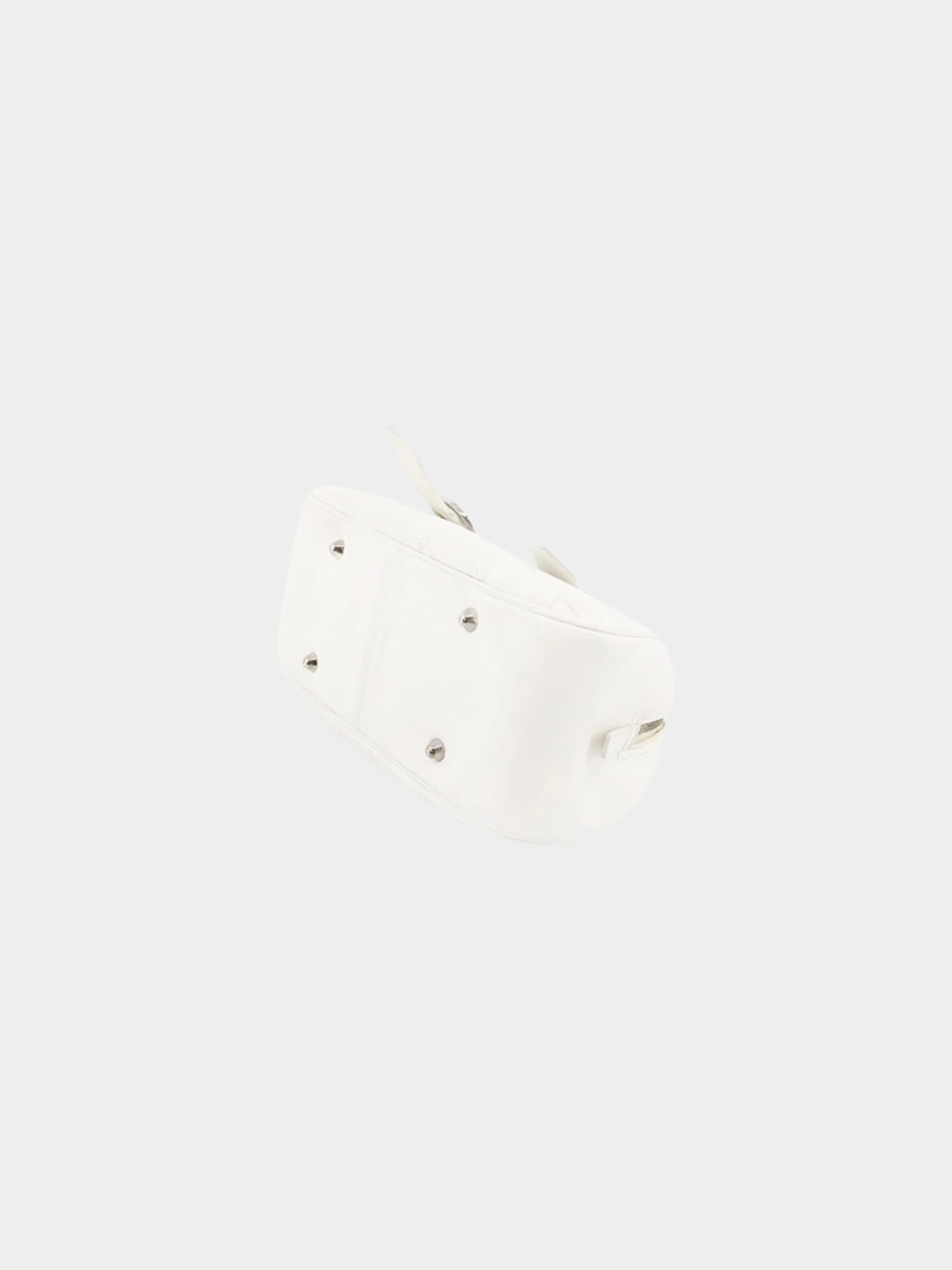 Christian Dior by John Galliano Mid-2000s White Leather Cannage Boston Bag - Image 4