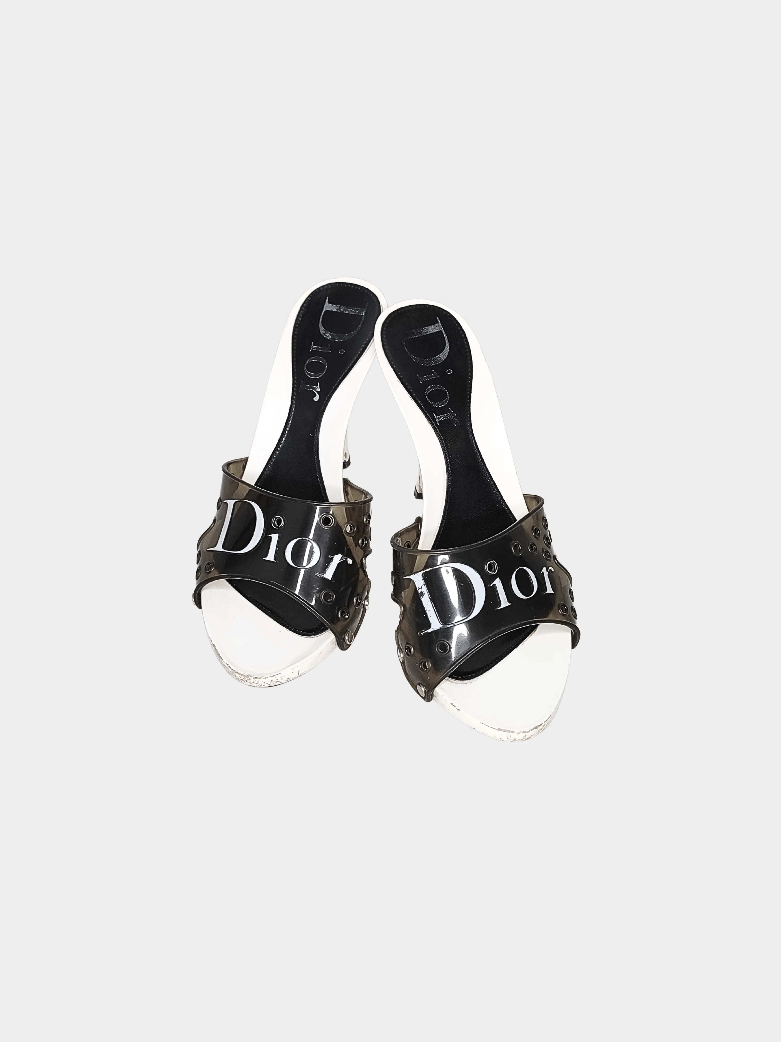 Christian Dior by John Galliano Early 2000s Black and White Jelly Heels - Image 2