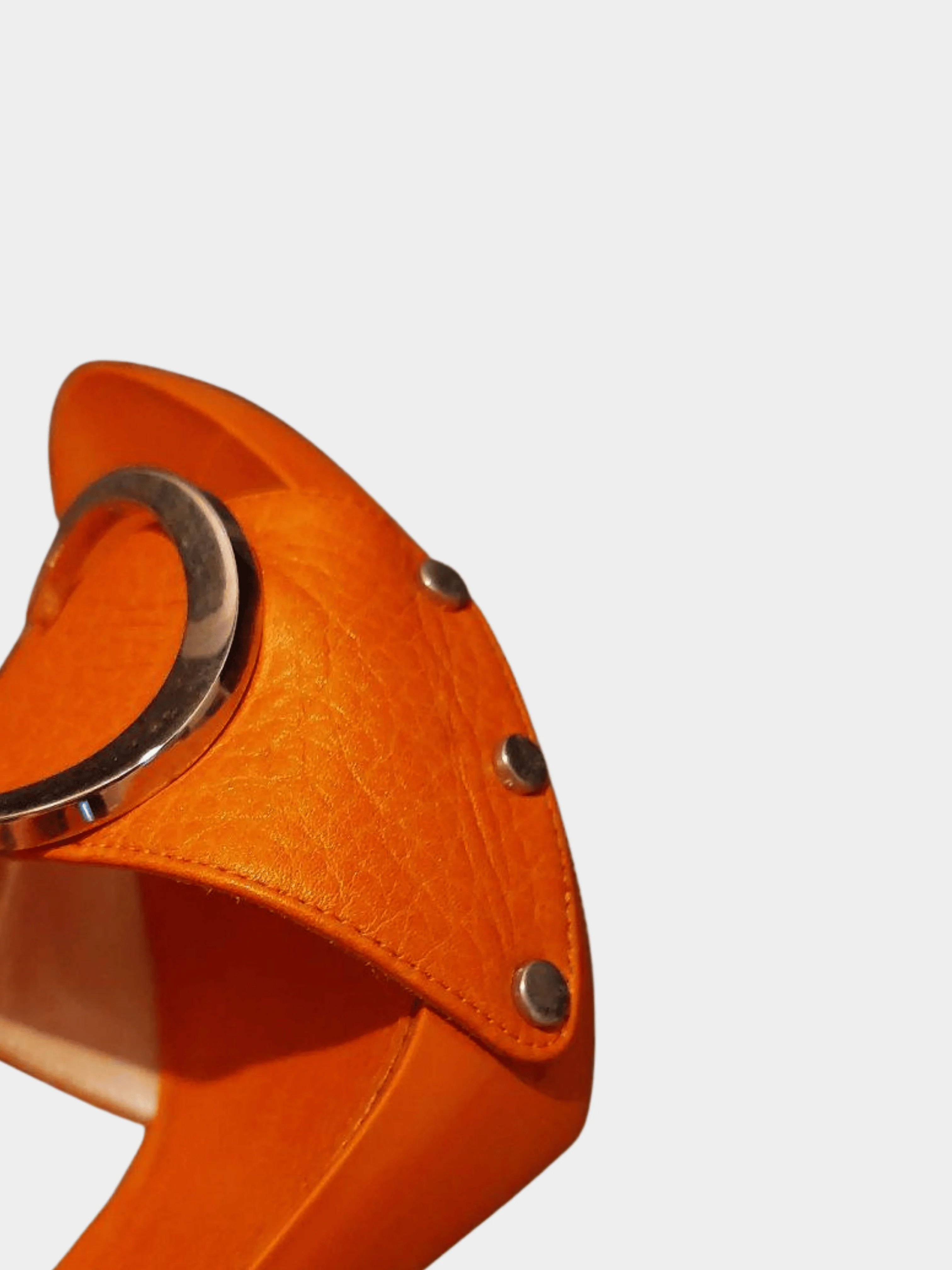 Christian Dior by John Galliano Early 2000s Orange Leather CD Logo Heels - Image 2