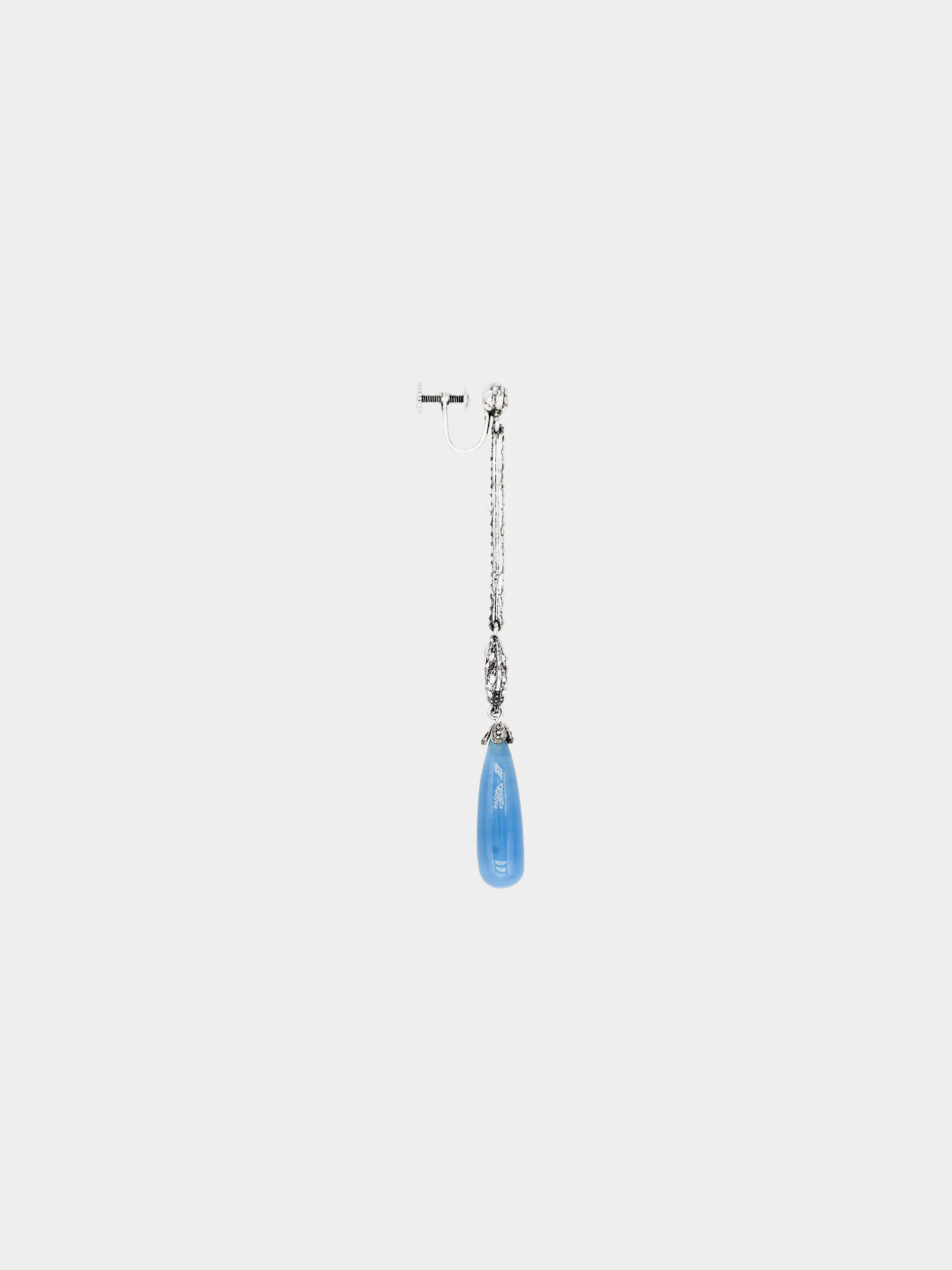 Christian Dior by John Galliano SS 1998 Rare Rhinestone and Blue Pearl Drop Ear Clip - Image 2