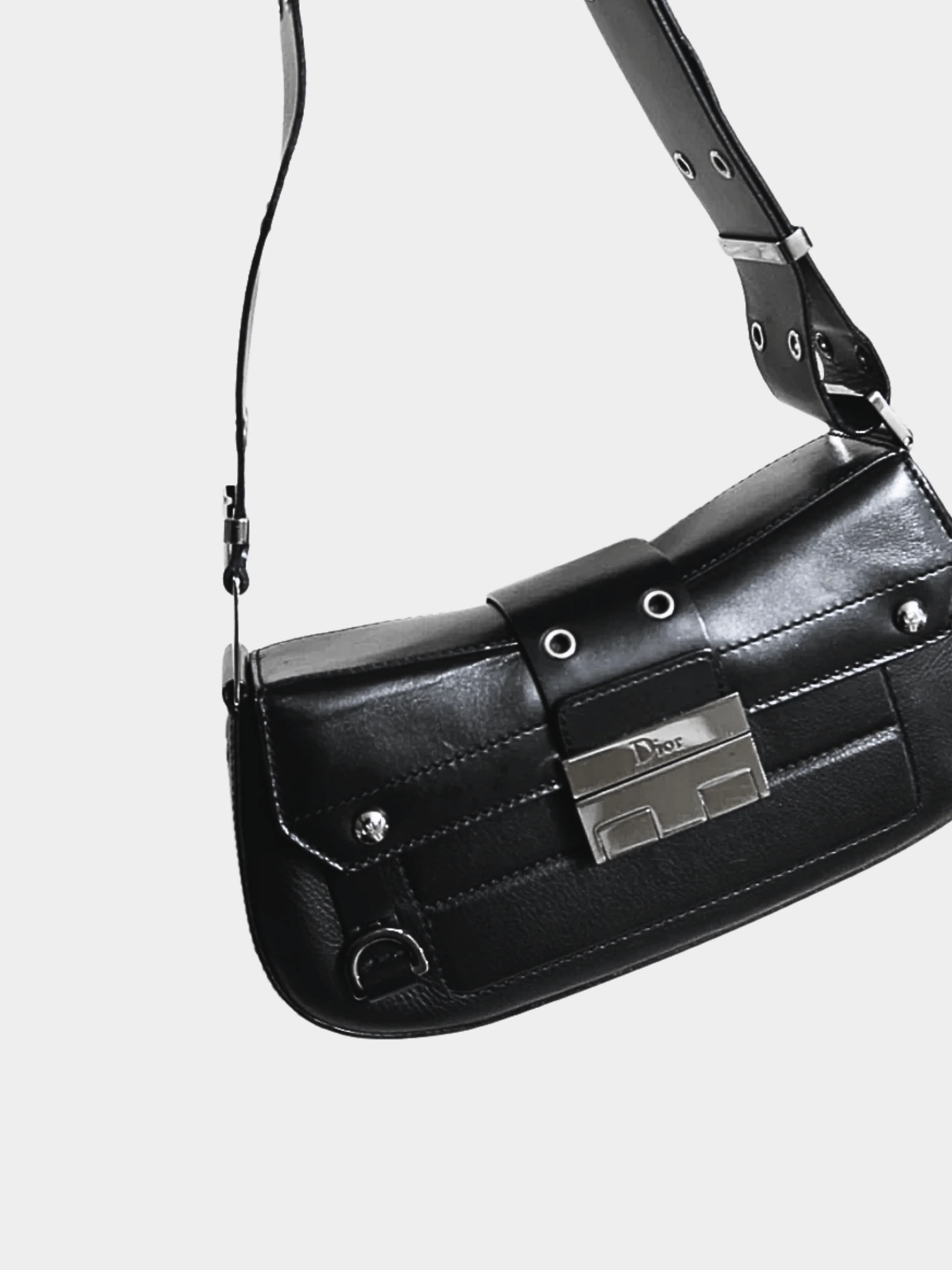 Christian Dior by John Galliano SS 2002 Black Columbus Street Chic Shoulder Bag - Image 3