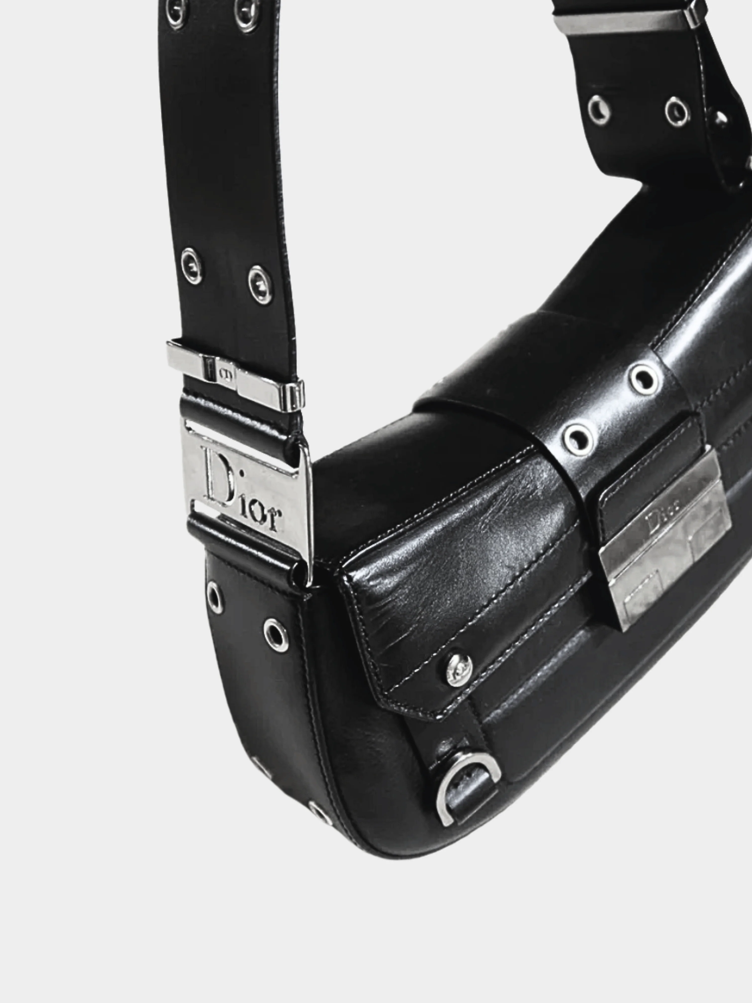 Christian Dior by John Galliano SS 2002 Black Columbus Street Chic Shoulder Bag - Image 4