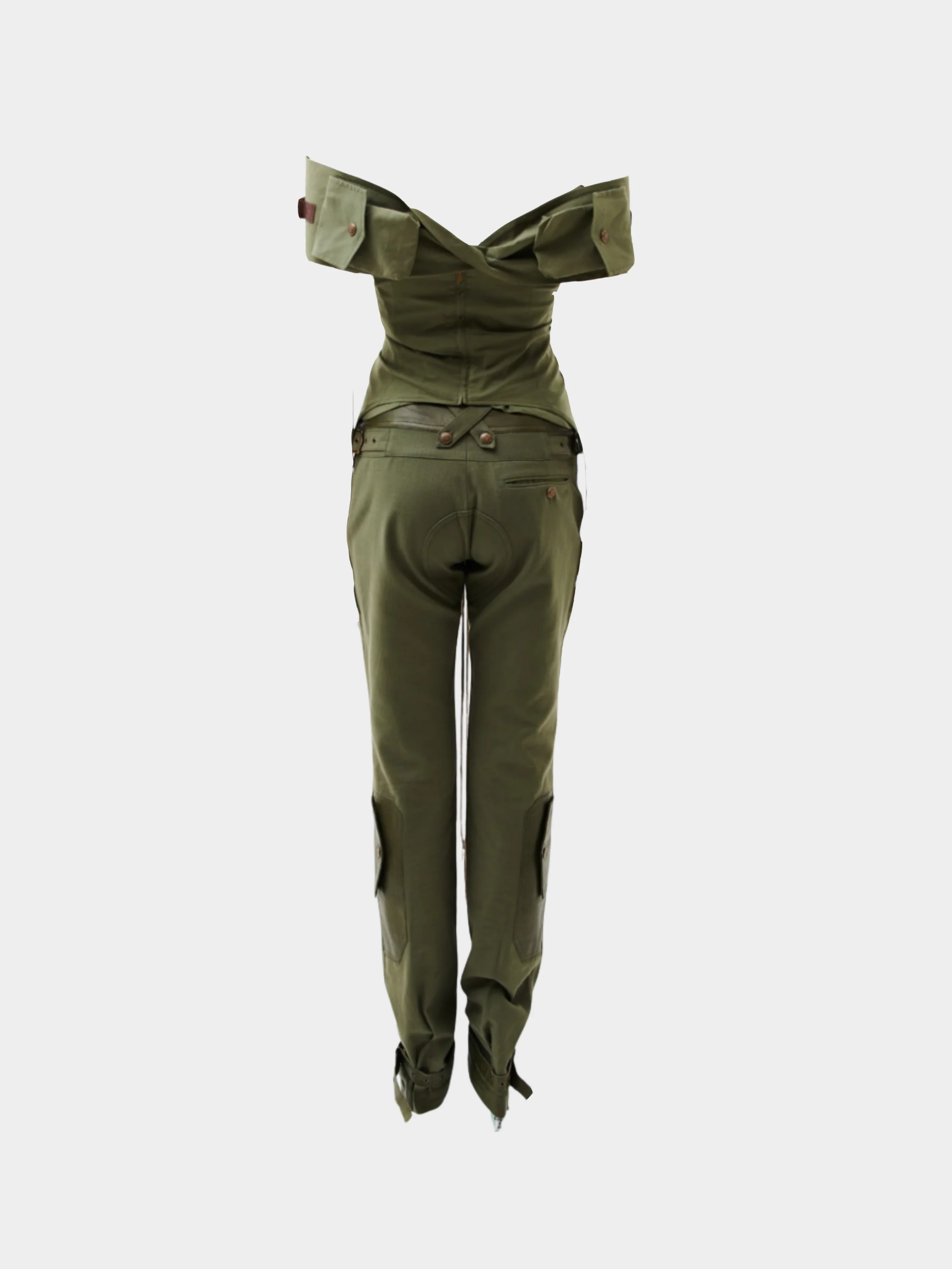 Christian Dior by John Galliano SS 2003 Military Khaki Bondage Set - Image 2