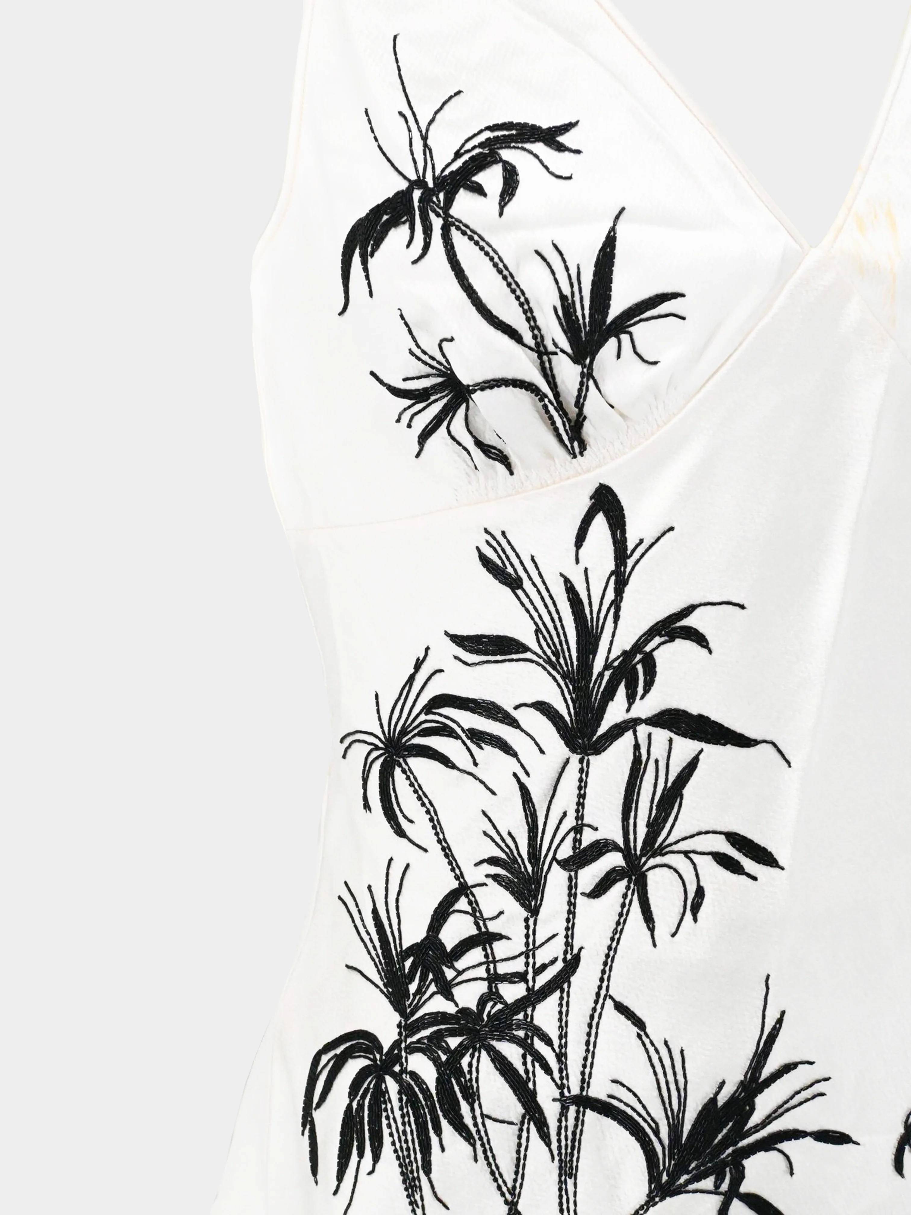Christian Dior by John Galliano SS 2006 White Satin Beaded Plant Motif Tank Top - Image 3