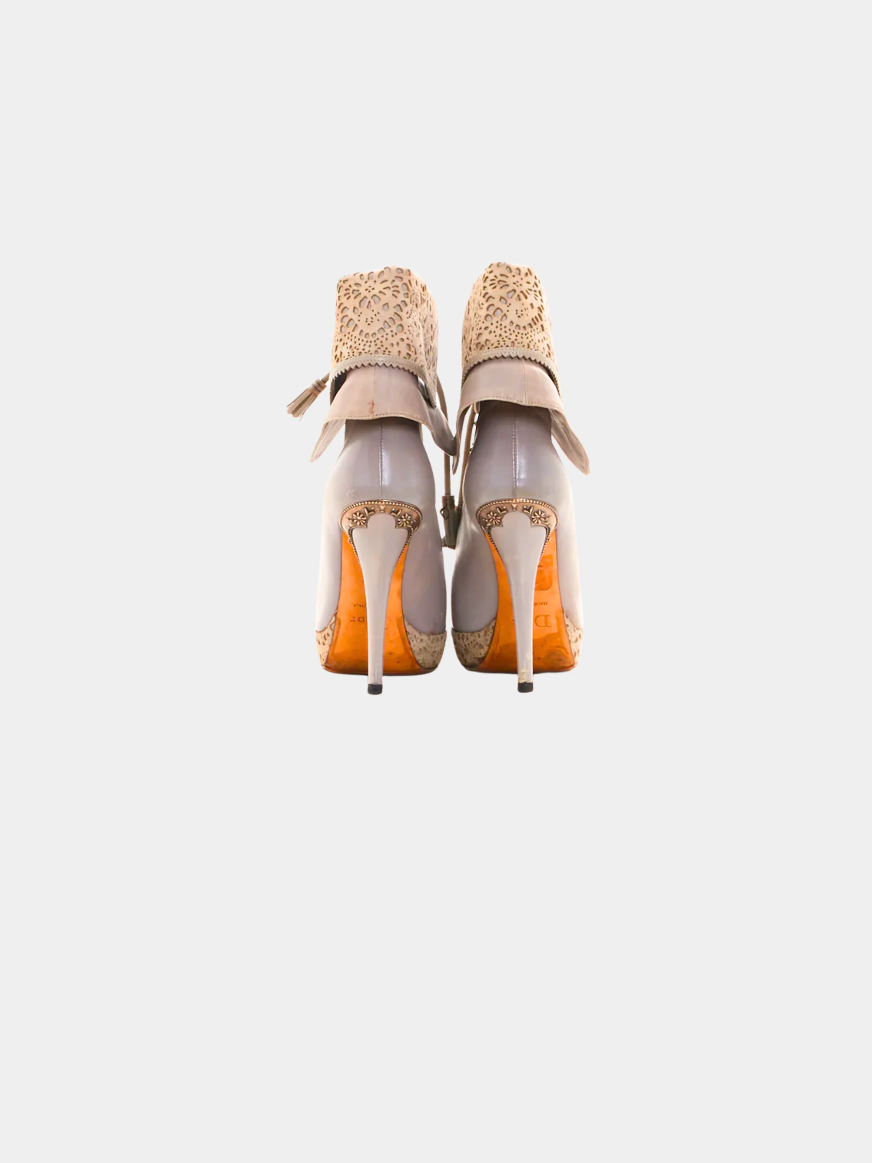 Christian Dior by Raf Simons 2010s Grey Leather Laser Cut Suede Ankle Boots - Image 3