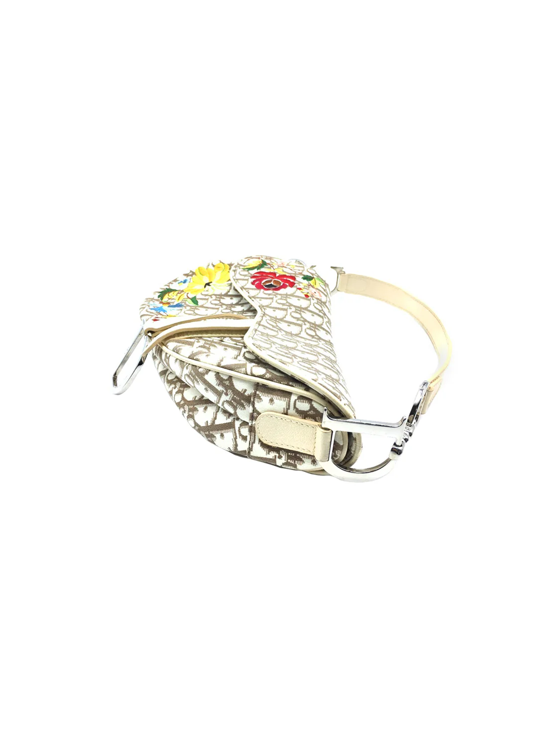 Christian Dior 2000s Cream Monogram Floral Saddle - Image 3