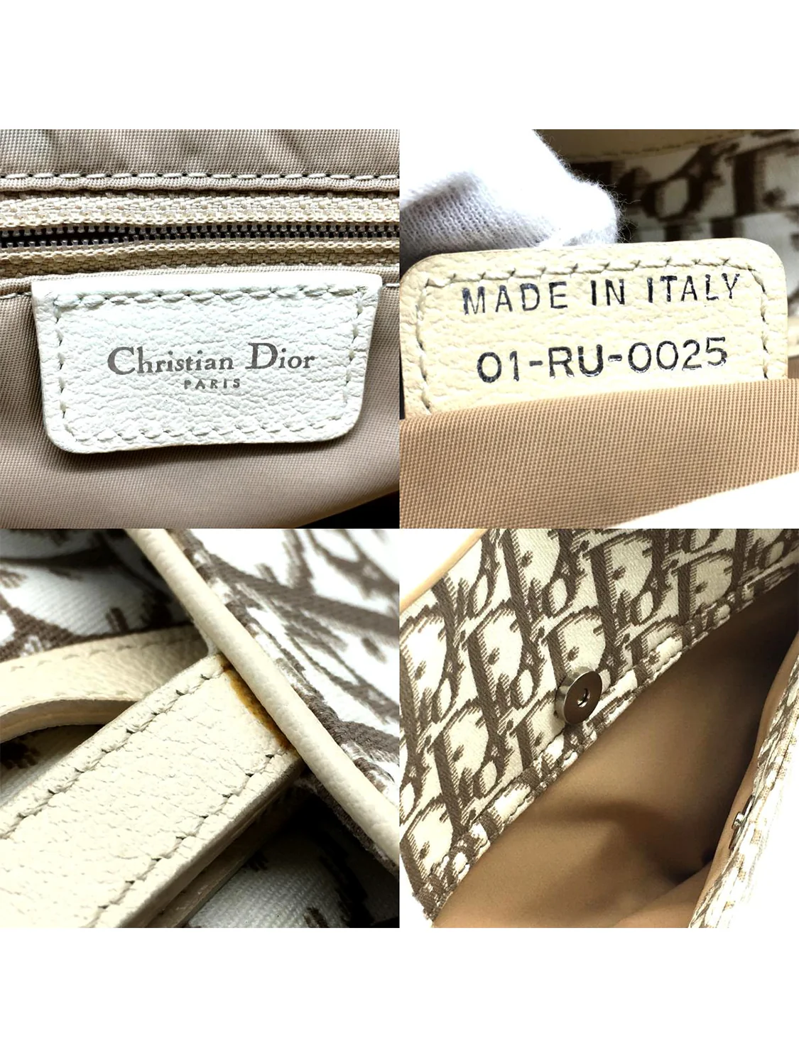 Christian Dior 2000s Cream Monogram Floral Saddle - Image 6