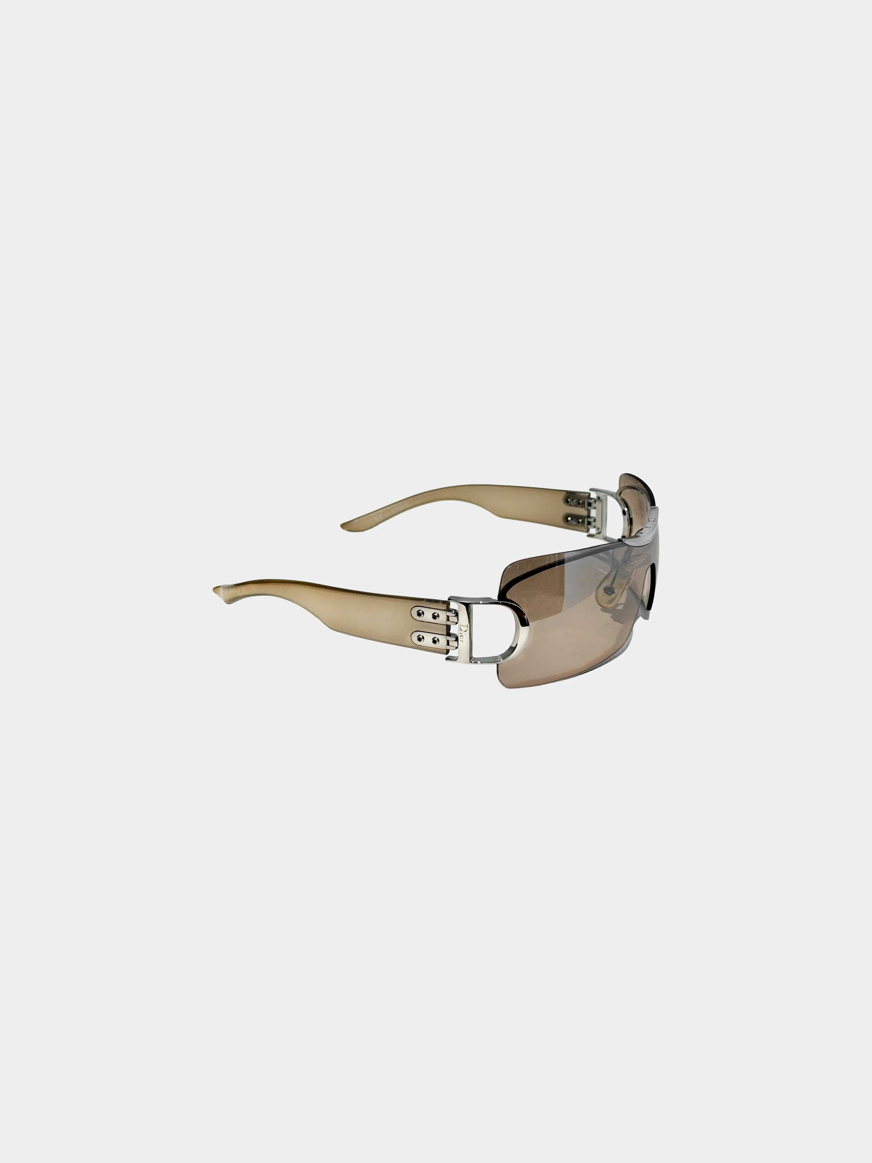 Christian Dior Early 2000s Brown Airspeed Rimless Sunglasses