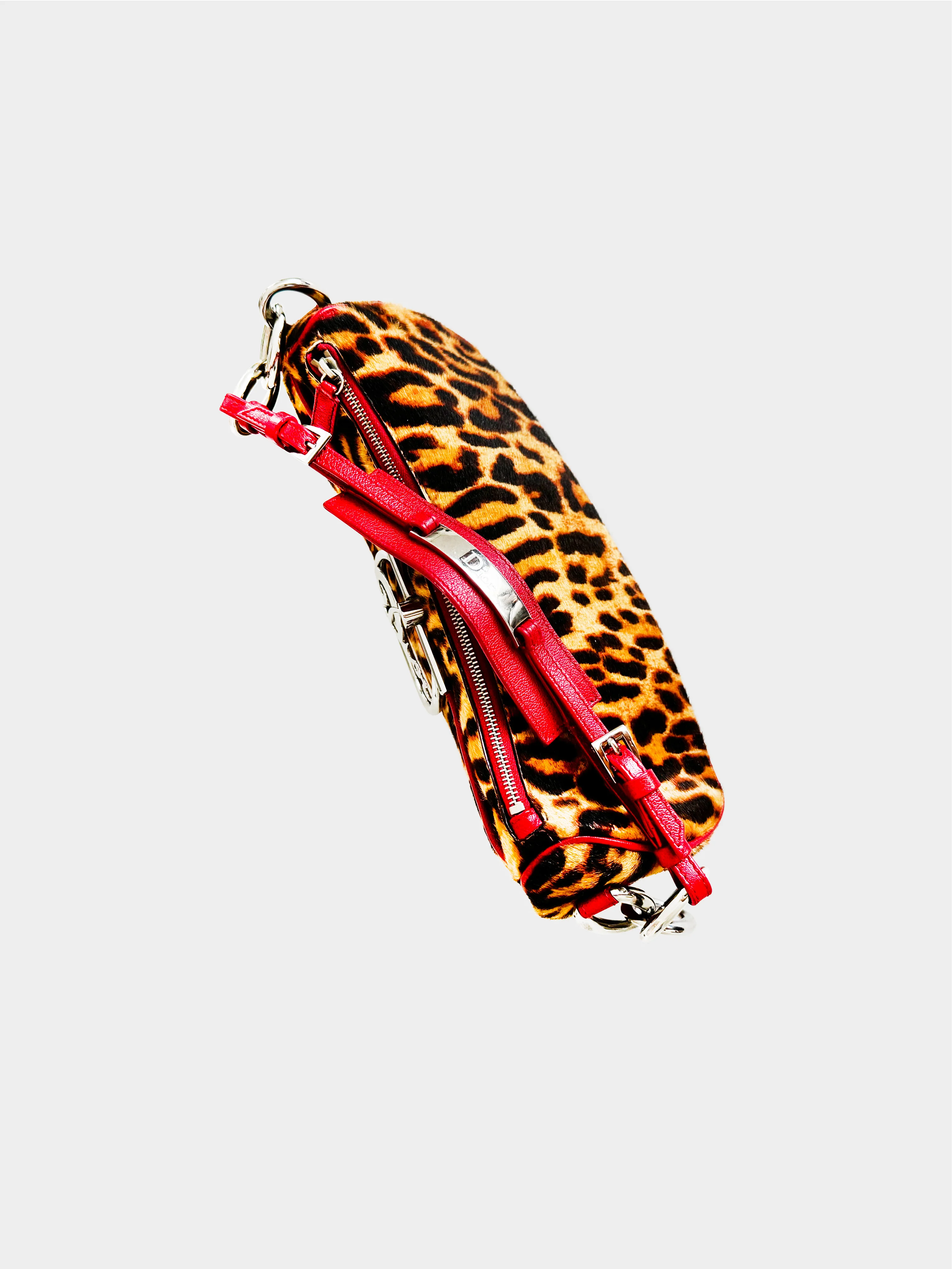 Christian Dior Fall 2004 Leopard Pony Hair Diva Baguette Bag - Image 3