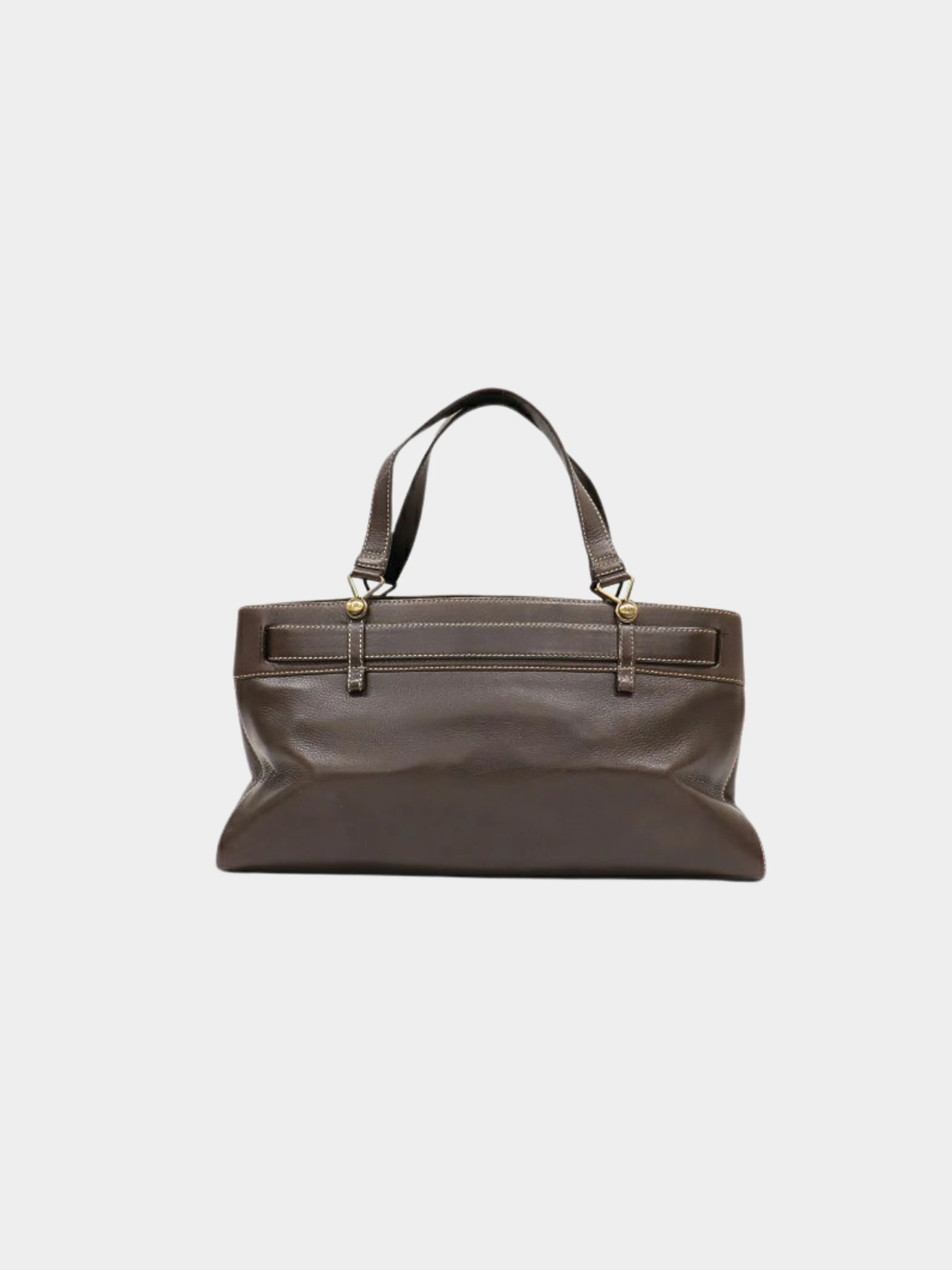 Christian Dior FW 2001 Brown Belted Leather Tote Bag - Image 2