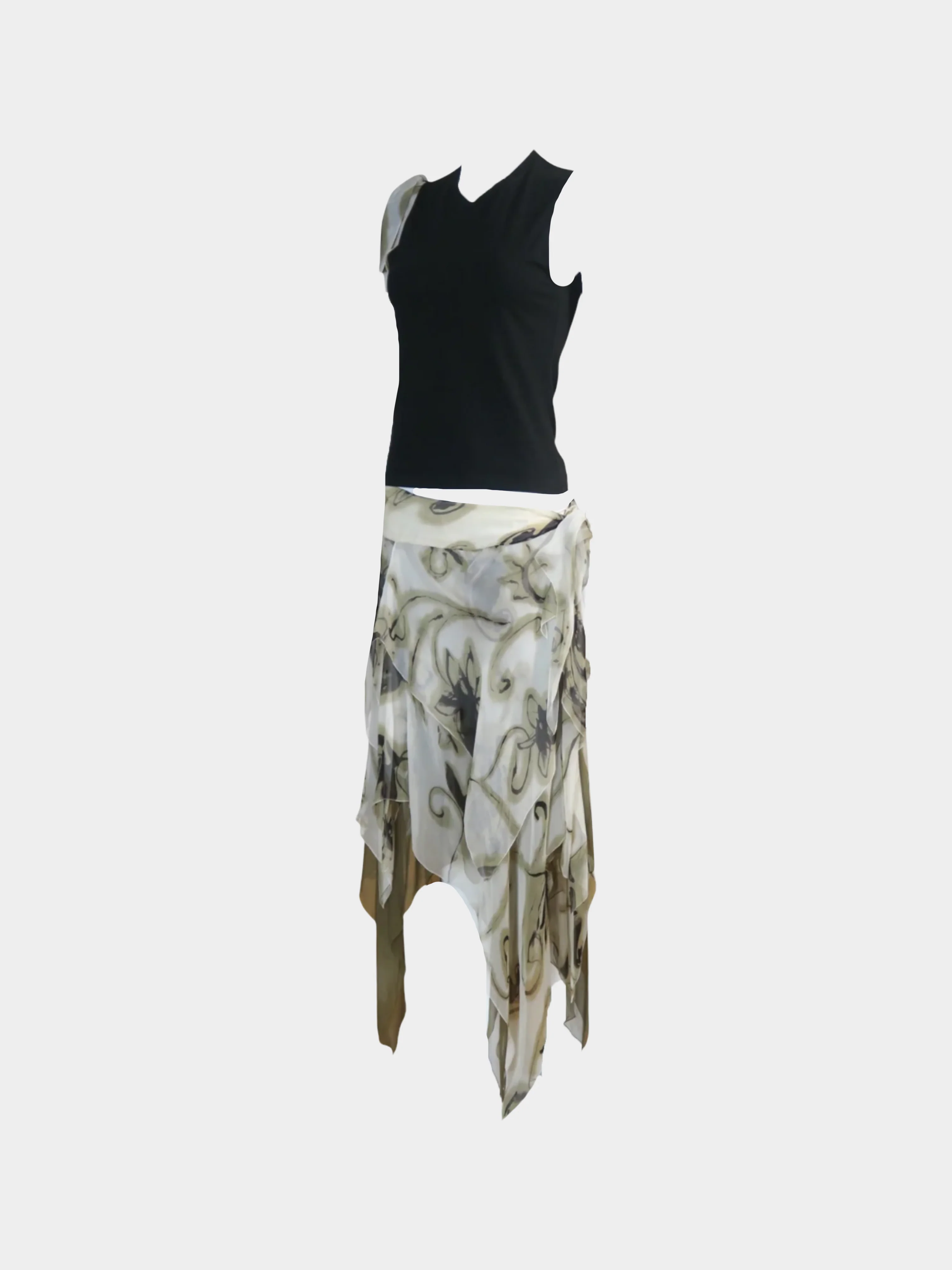 Christian Dior FW 2001 Sheer Silk Top and Skirt Set - Image 2