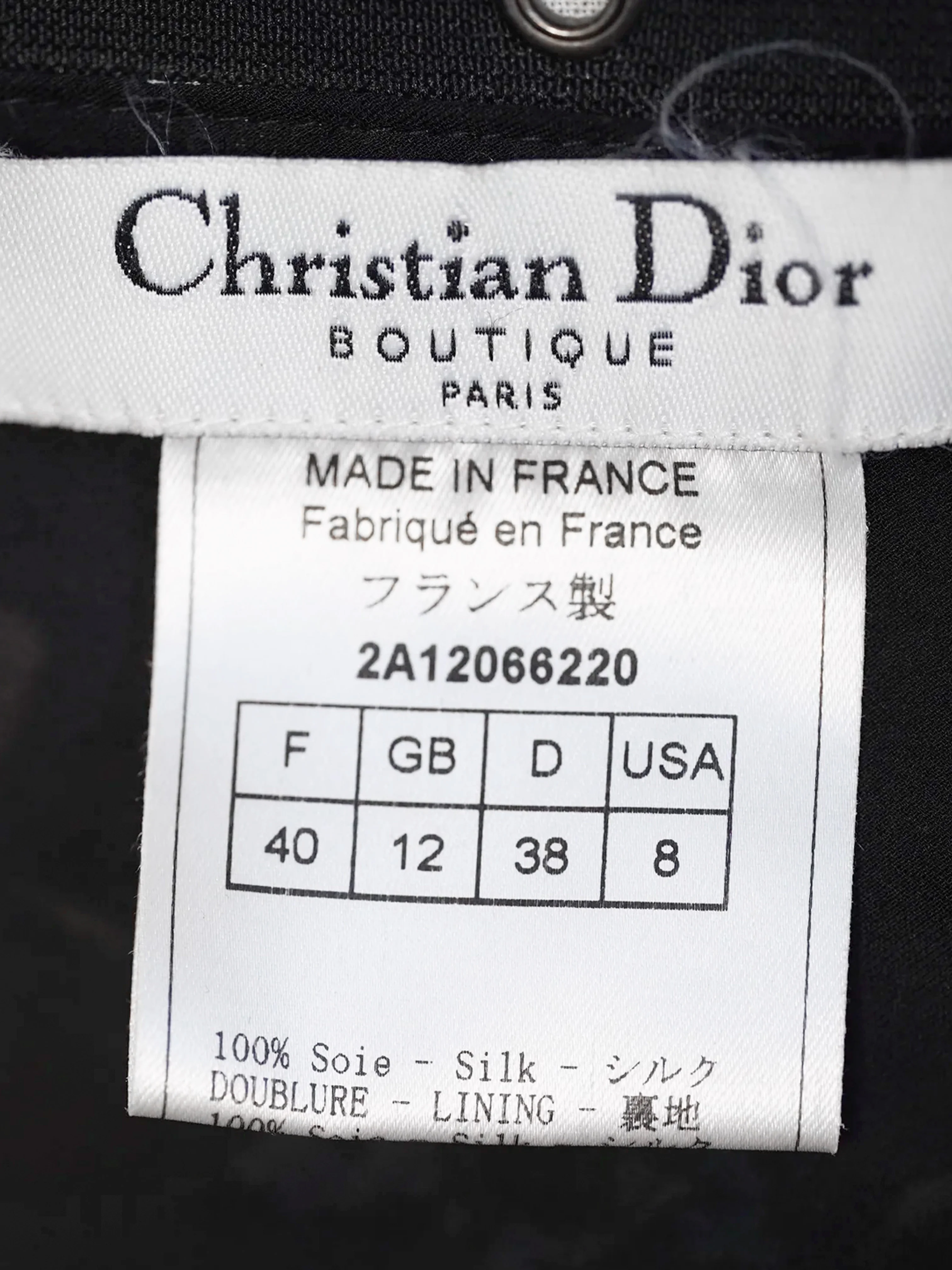 Christian Dior FW 2002 Black Cards and Floral Print Bustier Silk Dress - Image 4