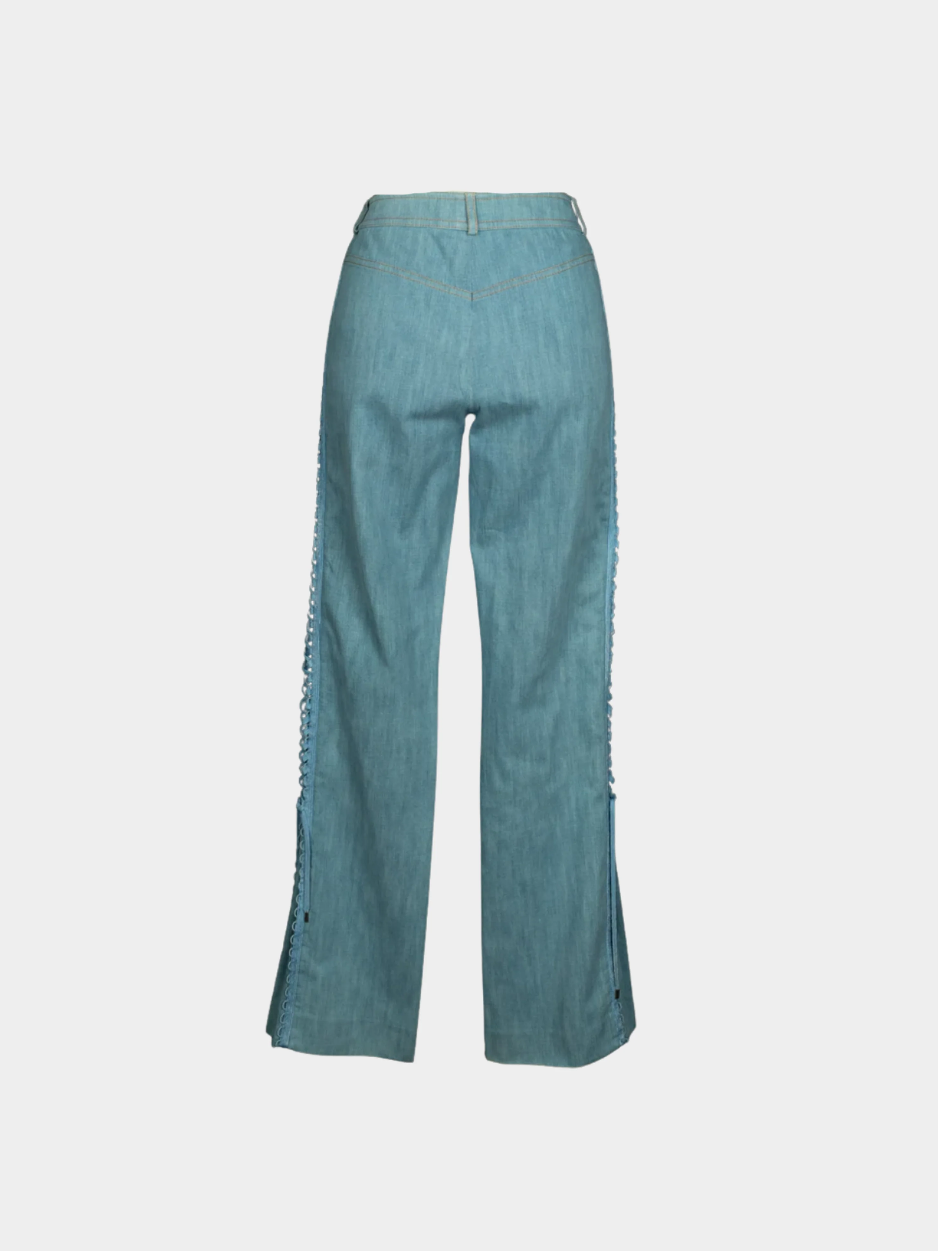 Christian Dior FW 2002 Blue Denim Lace Trousers - Image 2