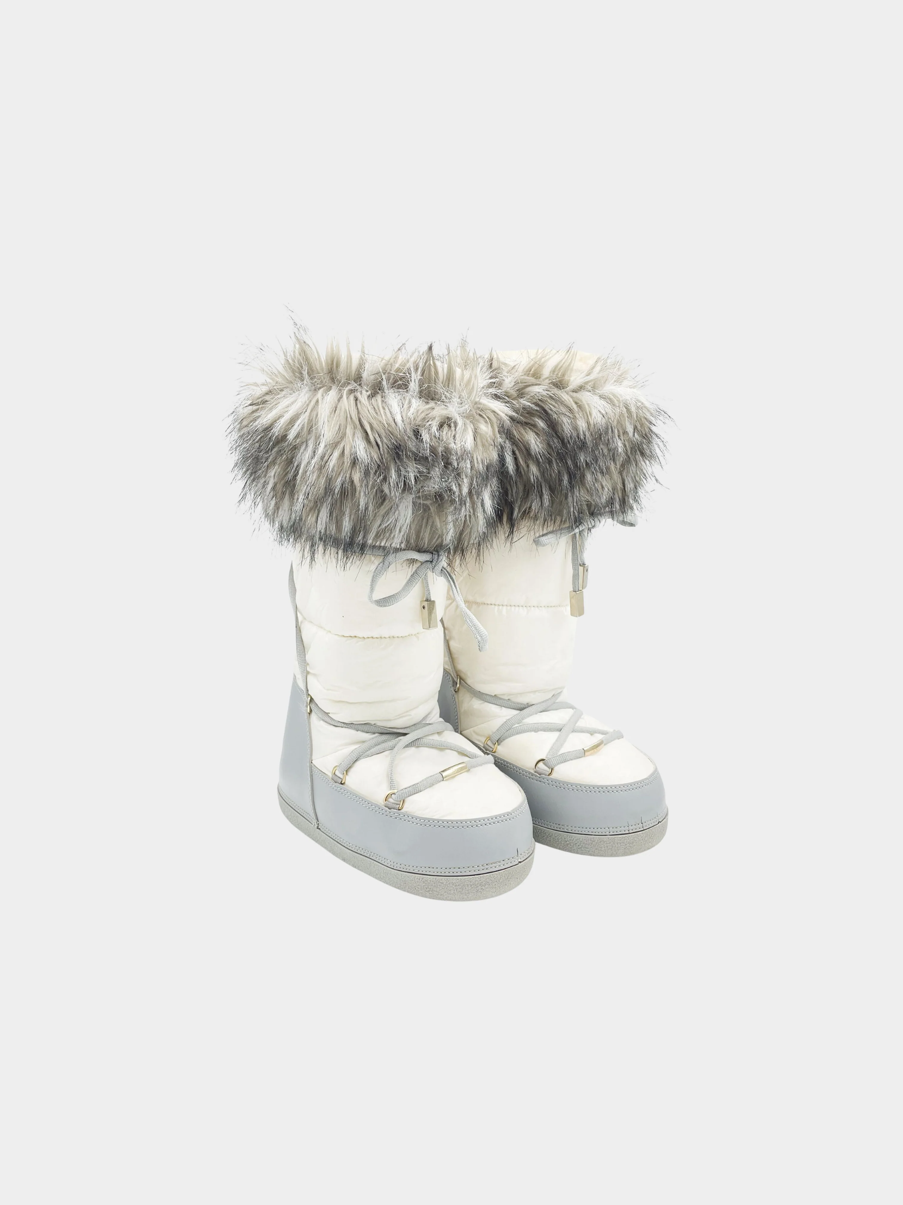 Christian Dior FW 2006 White Fur Trimmed Moon Boots - Image 2