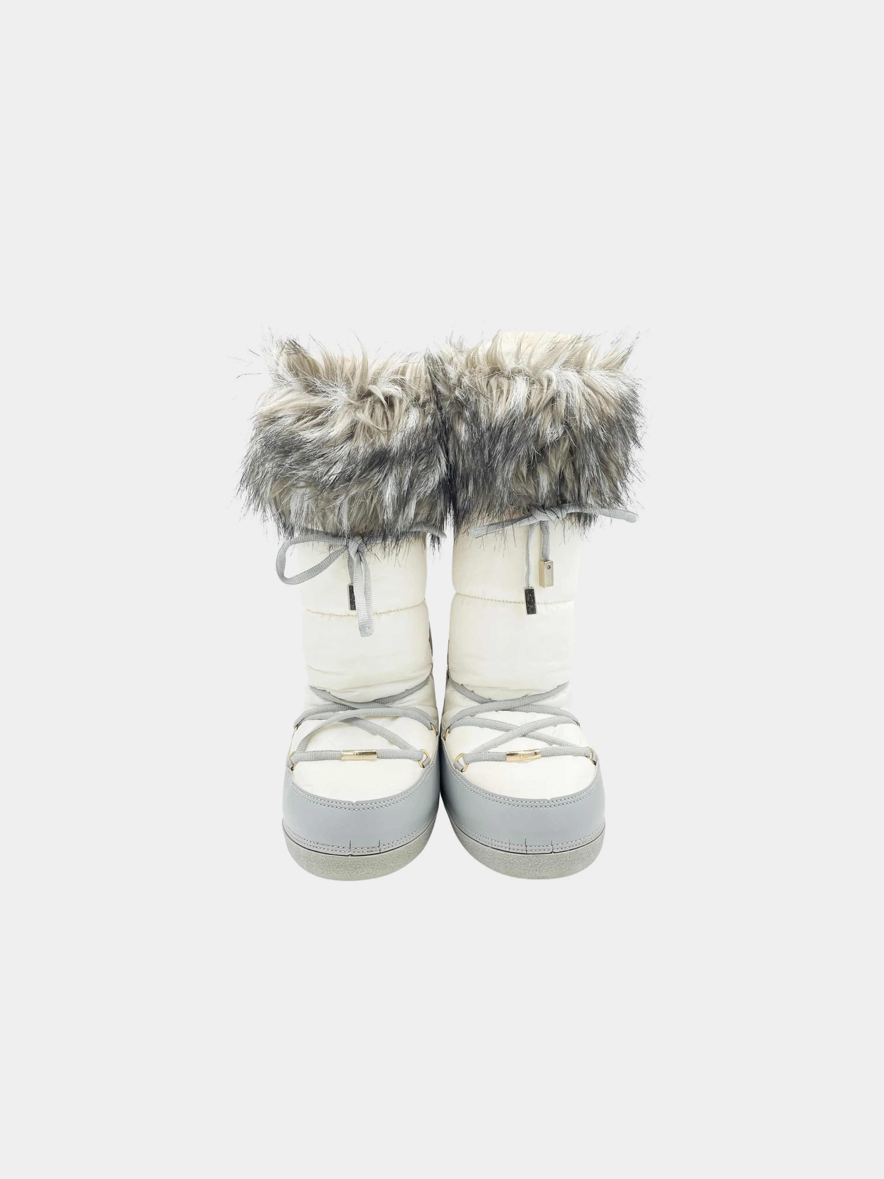 Christian Dior FW 2006 White Fur Trimmed Moon Boots - Image 3