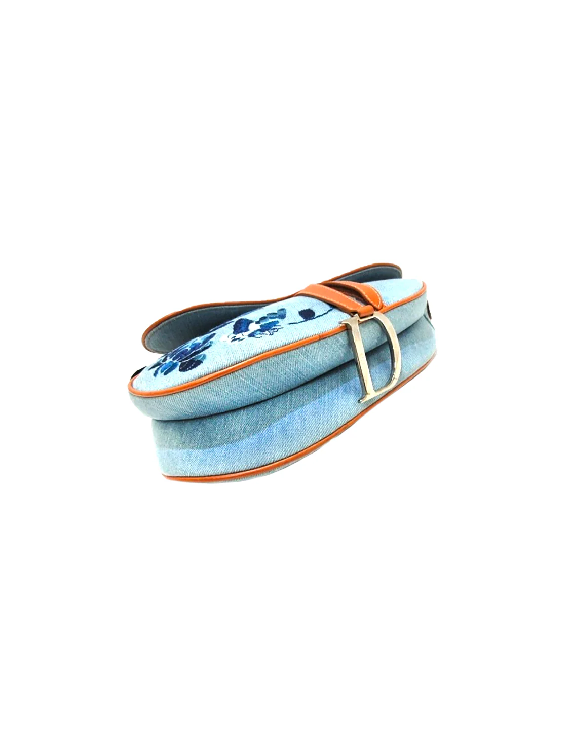 Christian Dior 2000s Limited Edition Denim Floral Embroidered Saddle Bag - Image 4