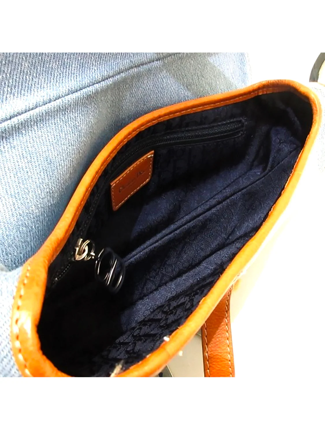 Christian Dior 2000s Limited Edition Denim Floral Embroidered Saddle Bag - Image 5