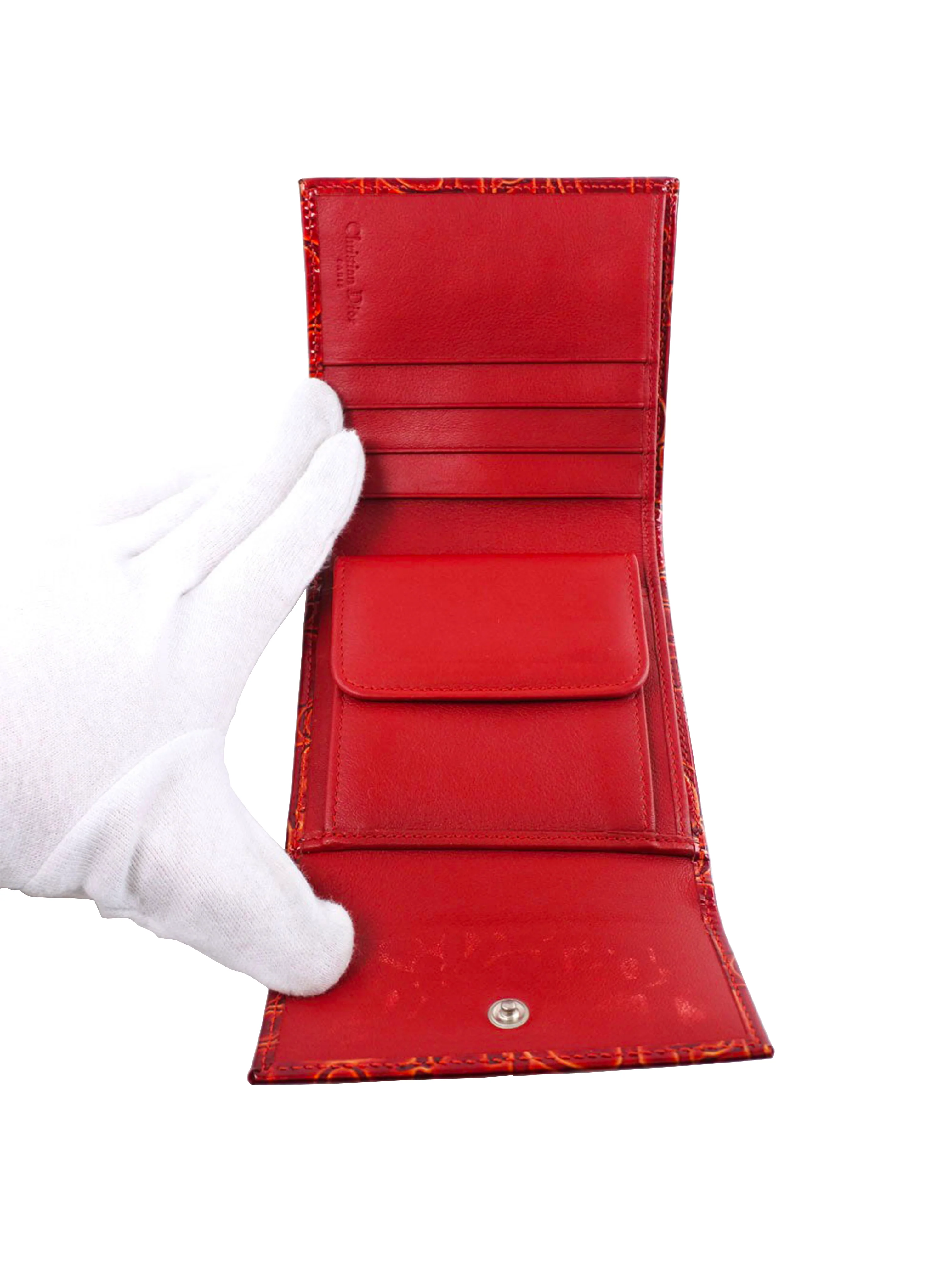 Christian Dior 2000s Red Vinyl Monogram Wallet - Image 3