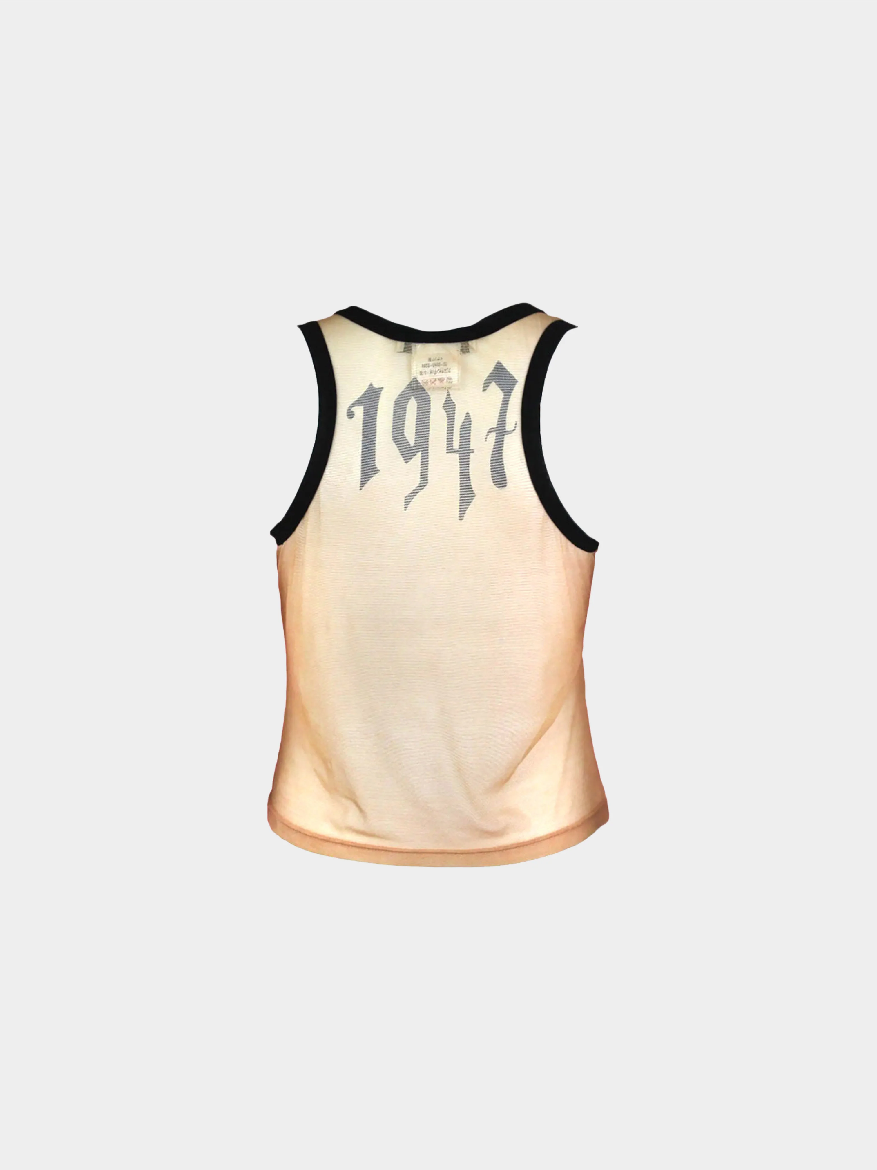 Christian Dior Spring 2002 Beige Mesh Gothic Letter 1947 Tank - Image 2
