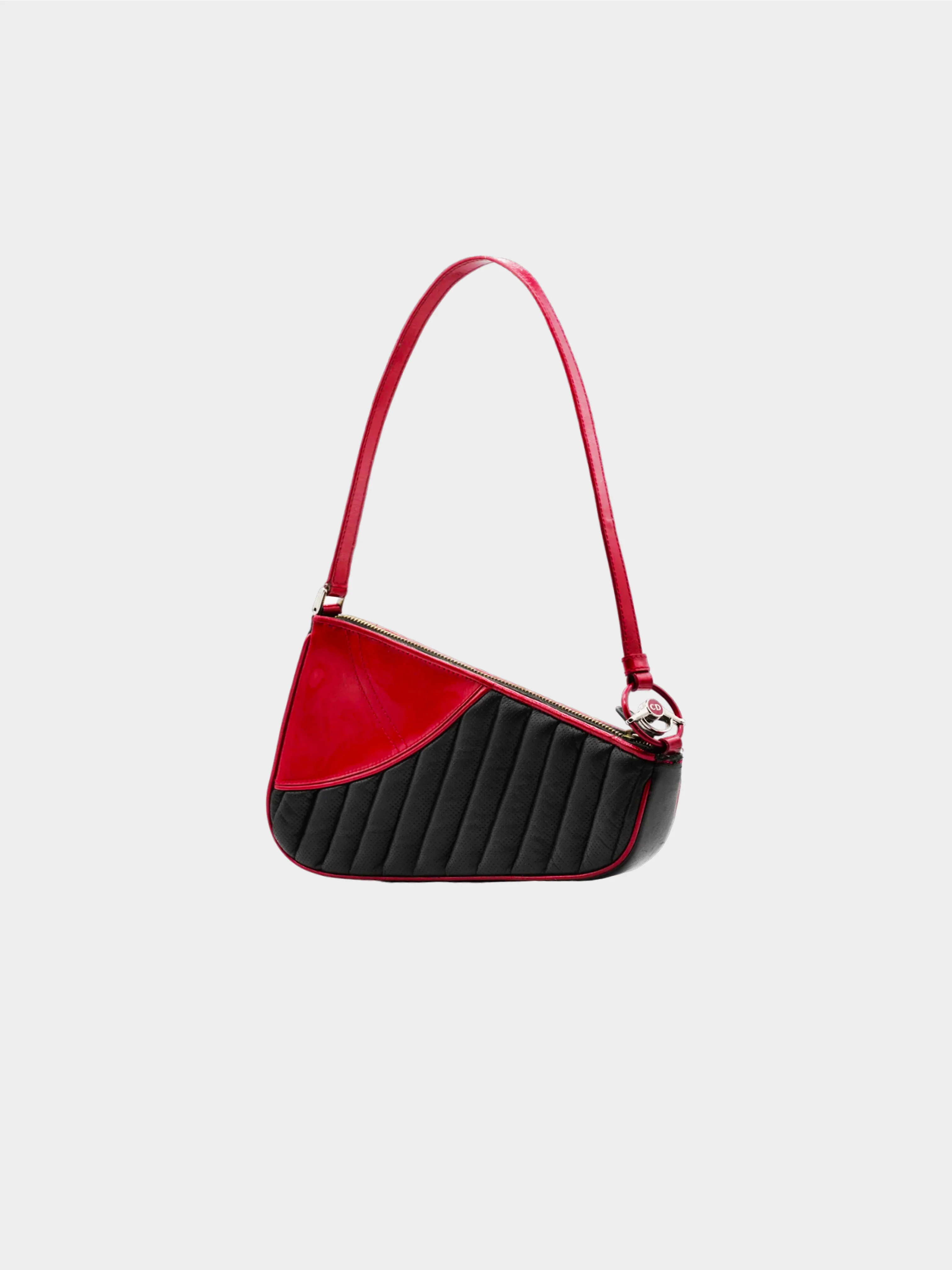 Christian Dior SS 2001 Black and Red Leather Petit Cadillac Saddle Bag - Image 2