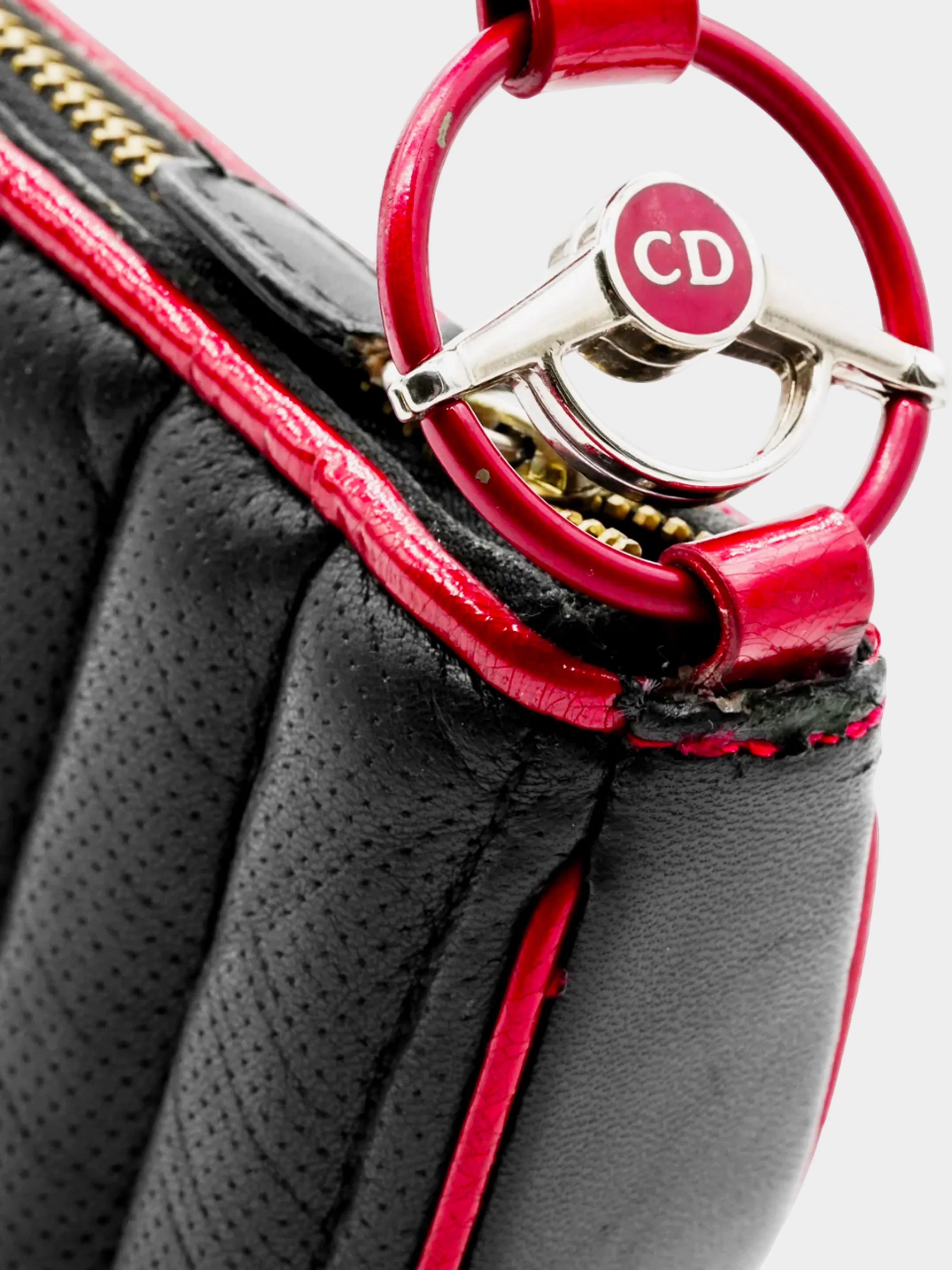Christian Dior SS 2001 Black and Red Leather Petit Cadillac Saddle Bag - Image 4