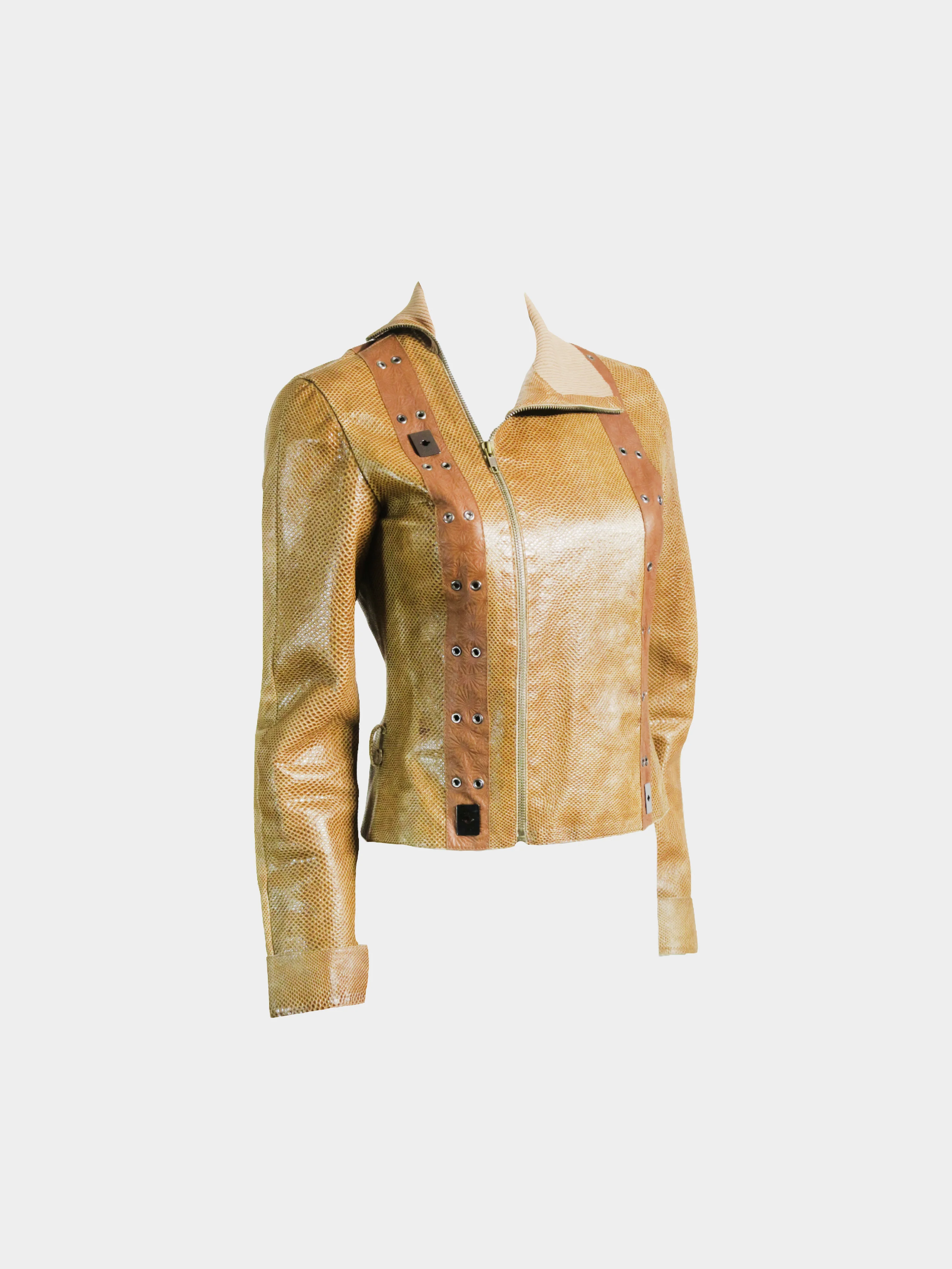 Christian Dior SS 2002 Brown Salmon Skin Leather Jacket - Image 3