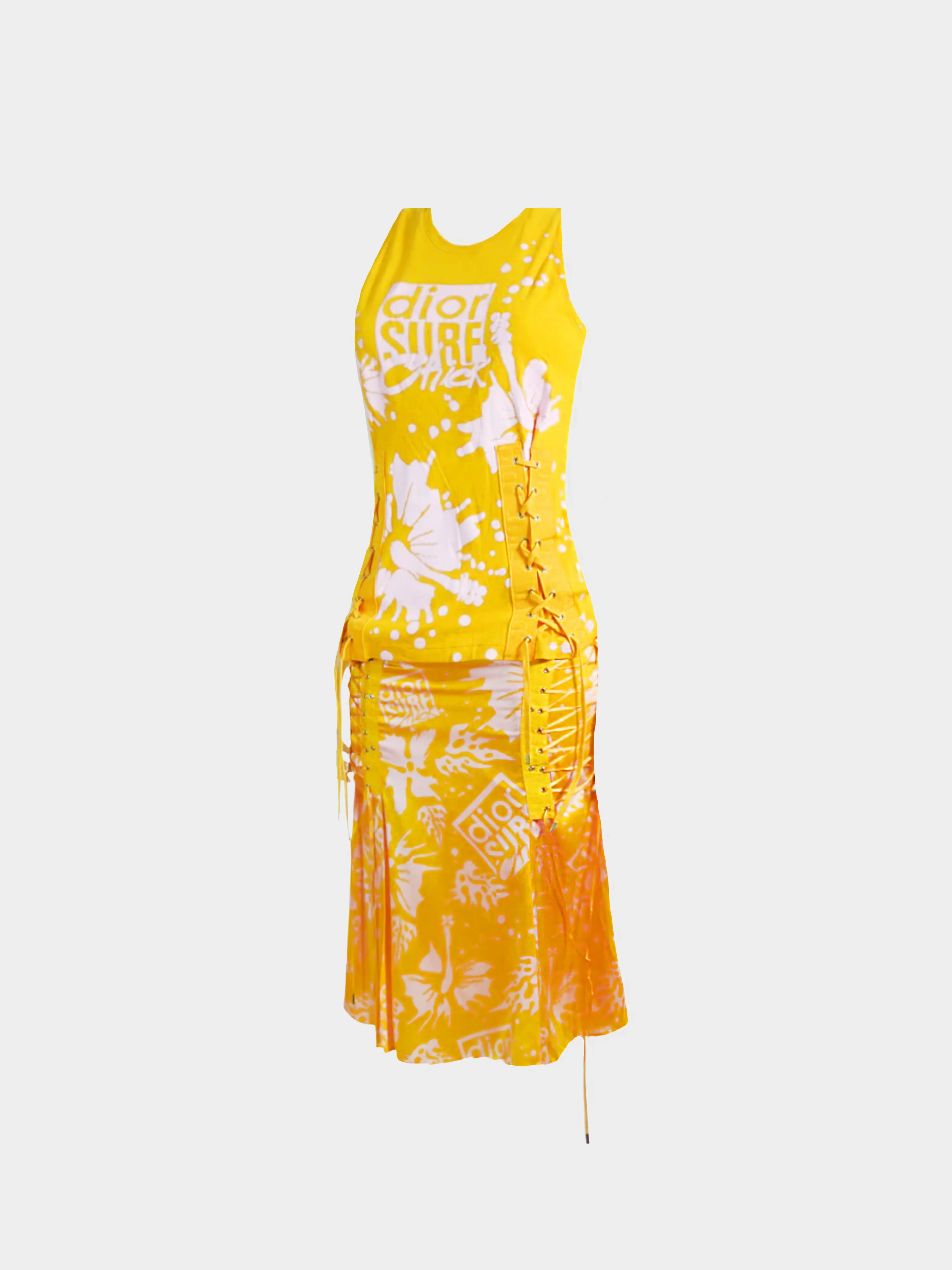 Christian Dior SS 2004 "Dior Surf" Yellow and Pink Printed Set