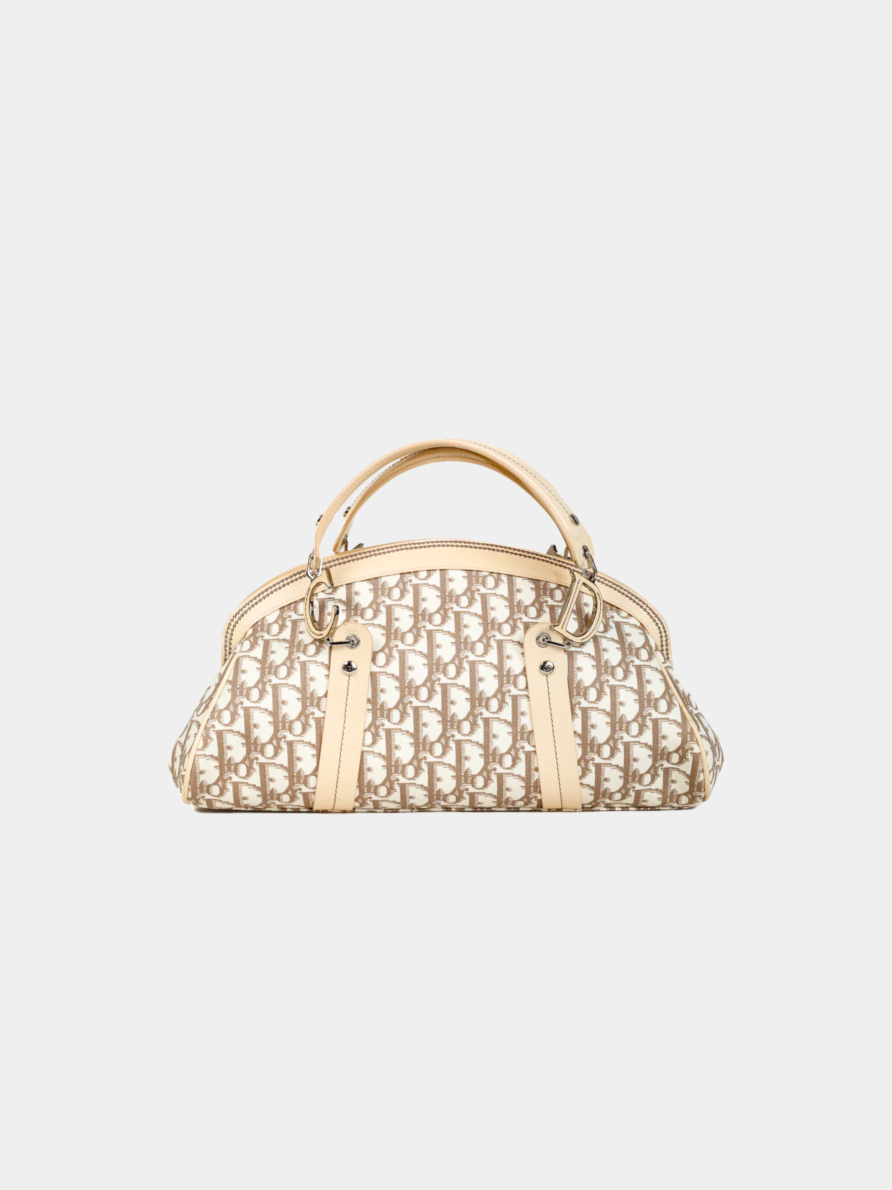 Christian Dior SS 2005 Beige Monogram Vintage Flowers Canvas Embroidered Bag - Image 2