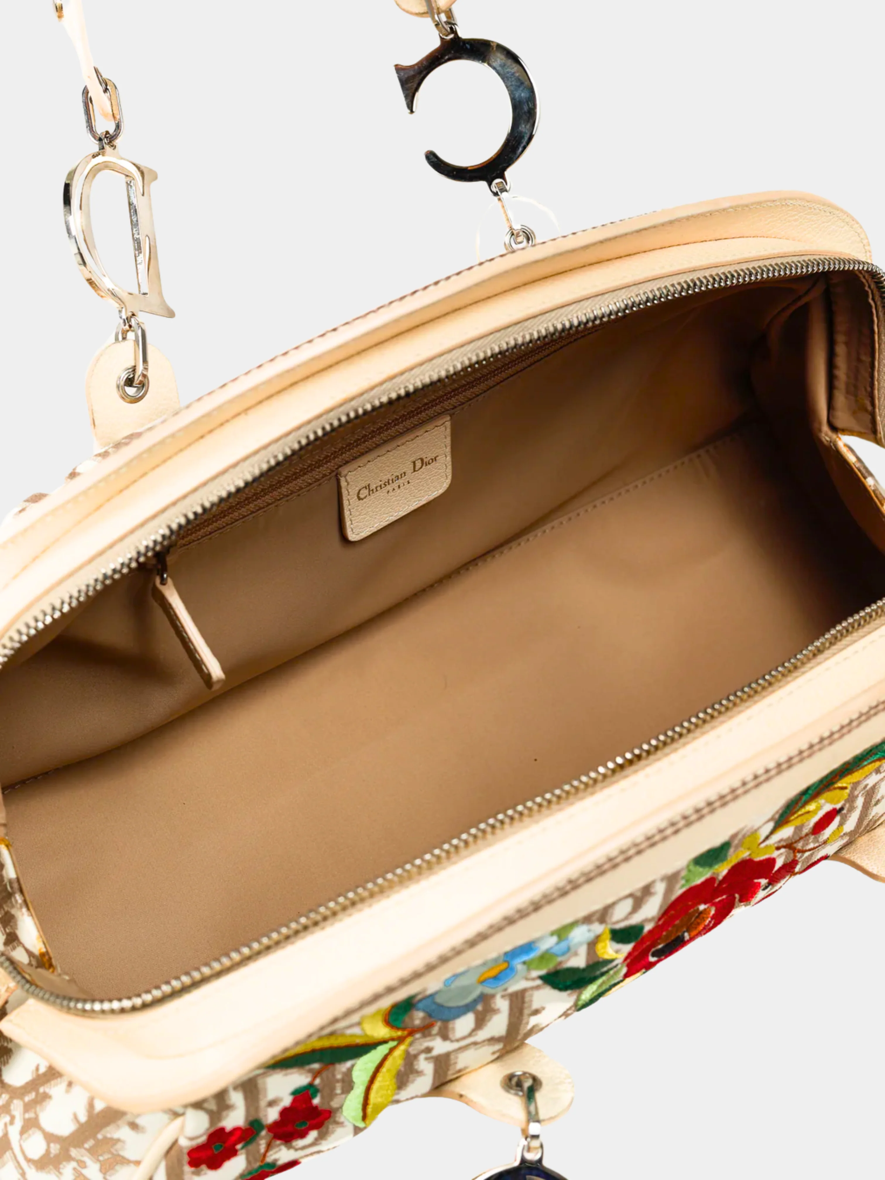 Christian Dior SS 2005 Beige Monogram Vintage Flowers Canvas Embroidered Bag - Image 3