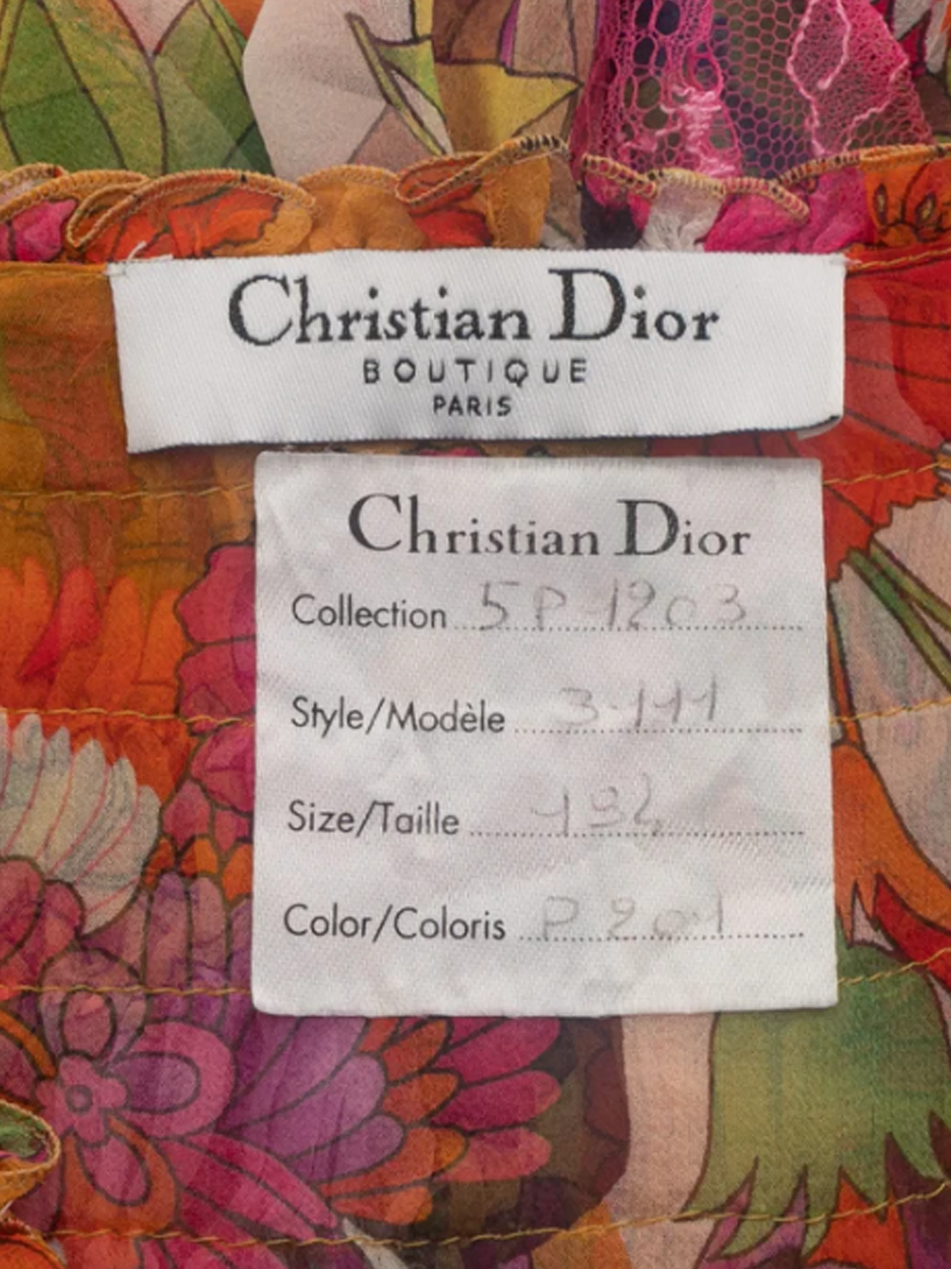 Christian Dior SS 2005 Multicoloured Floral Tiered Skirt - Image 5