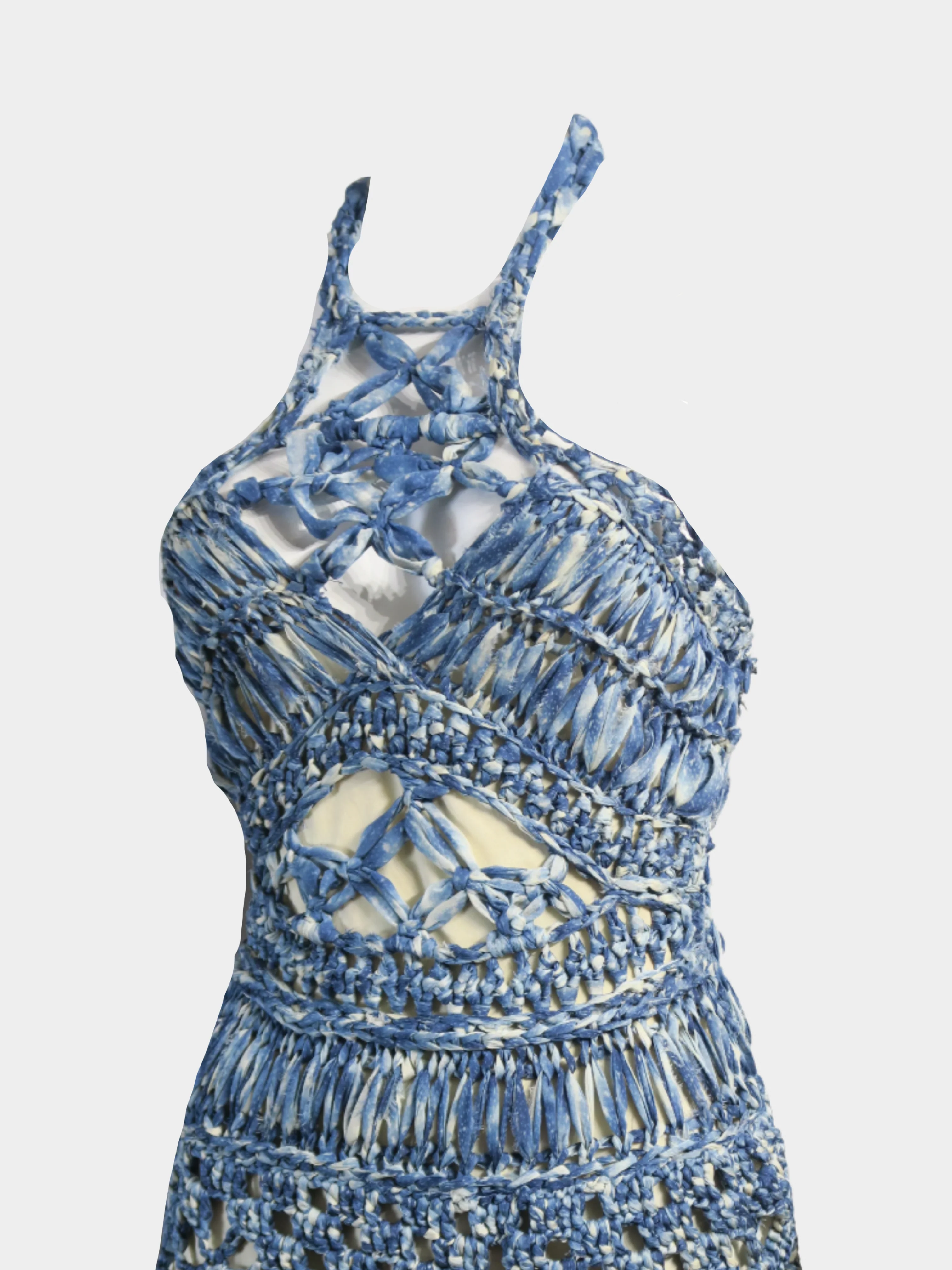 Christian Dior SS 2011 Blue Crochet Midi Dress - Image 2