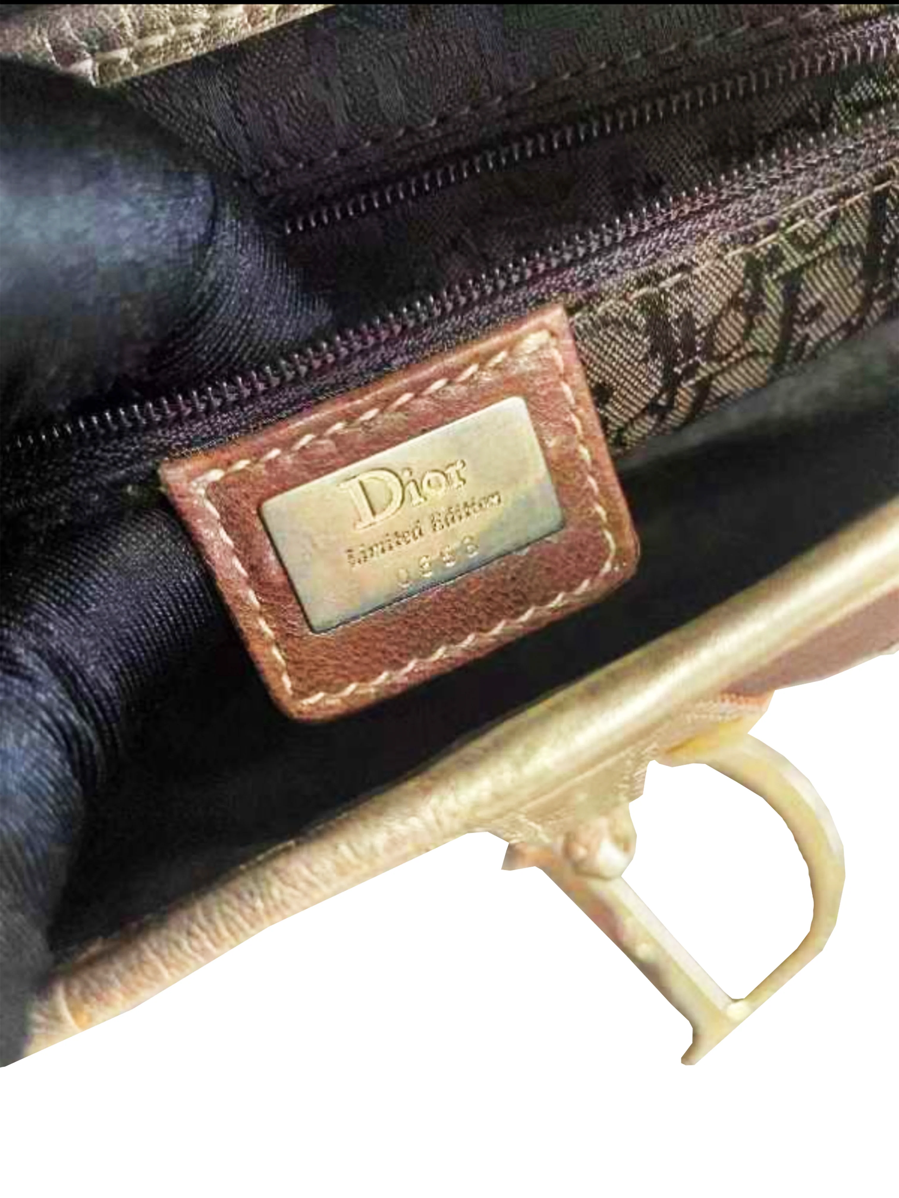 Christian Dior 2000s Vintage Saddle Shoulder Bag Embellished Jacquard and Leather - Image 3