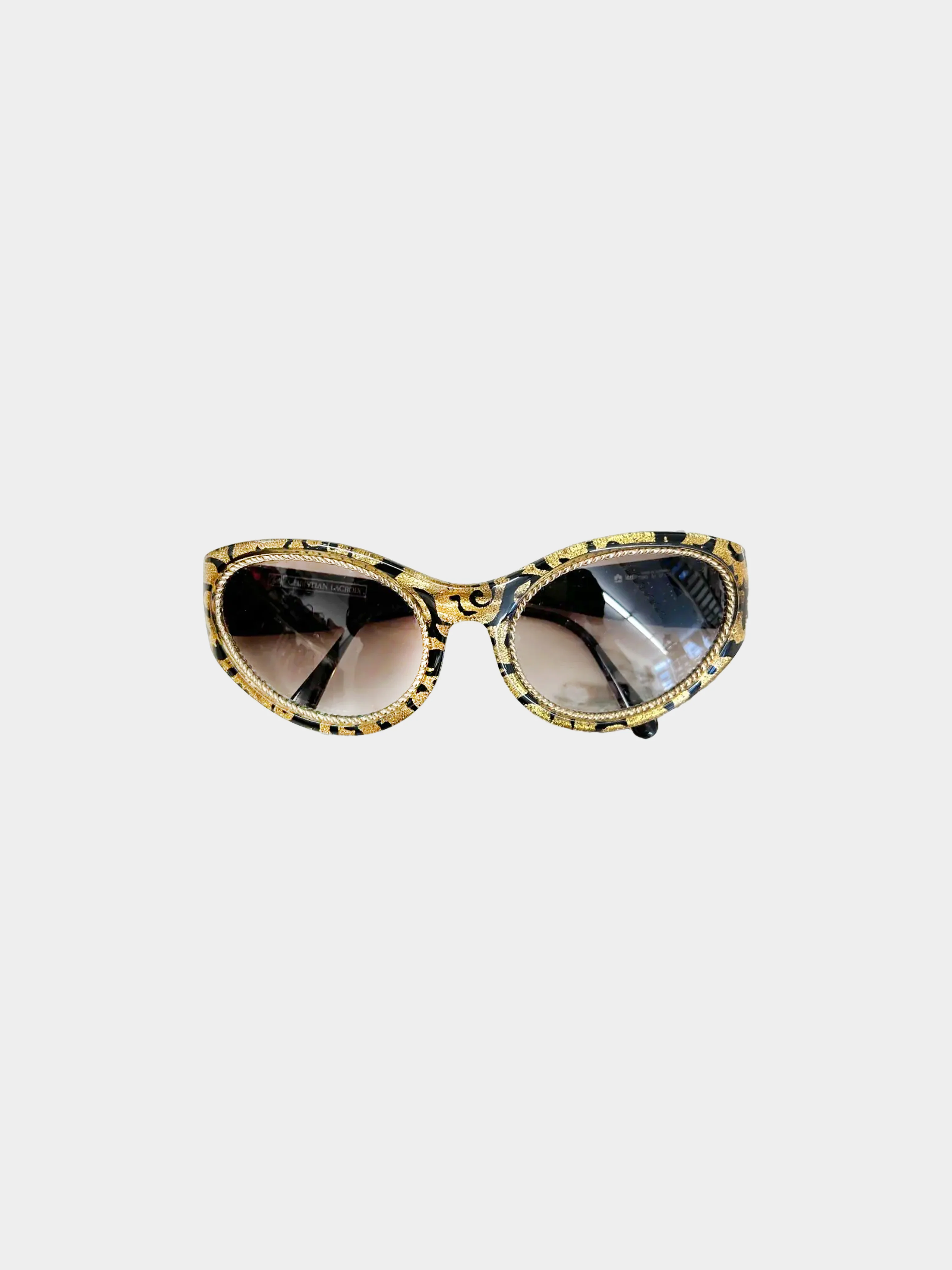 Christian Lacroix 1990s Black and Gold Cat Eye Sunglasses - Image 5