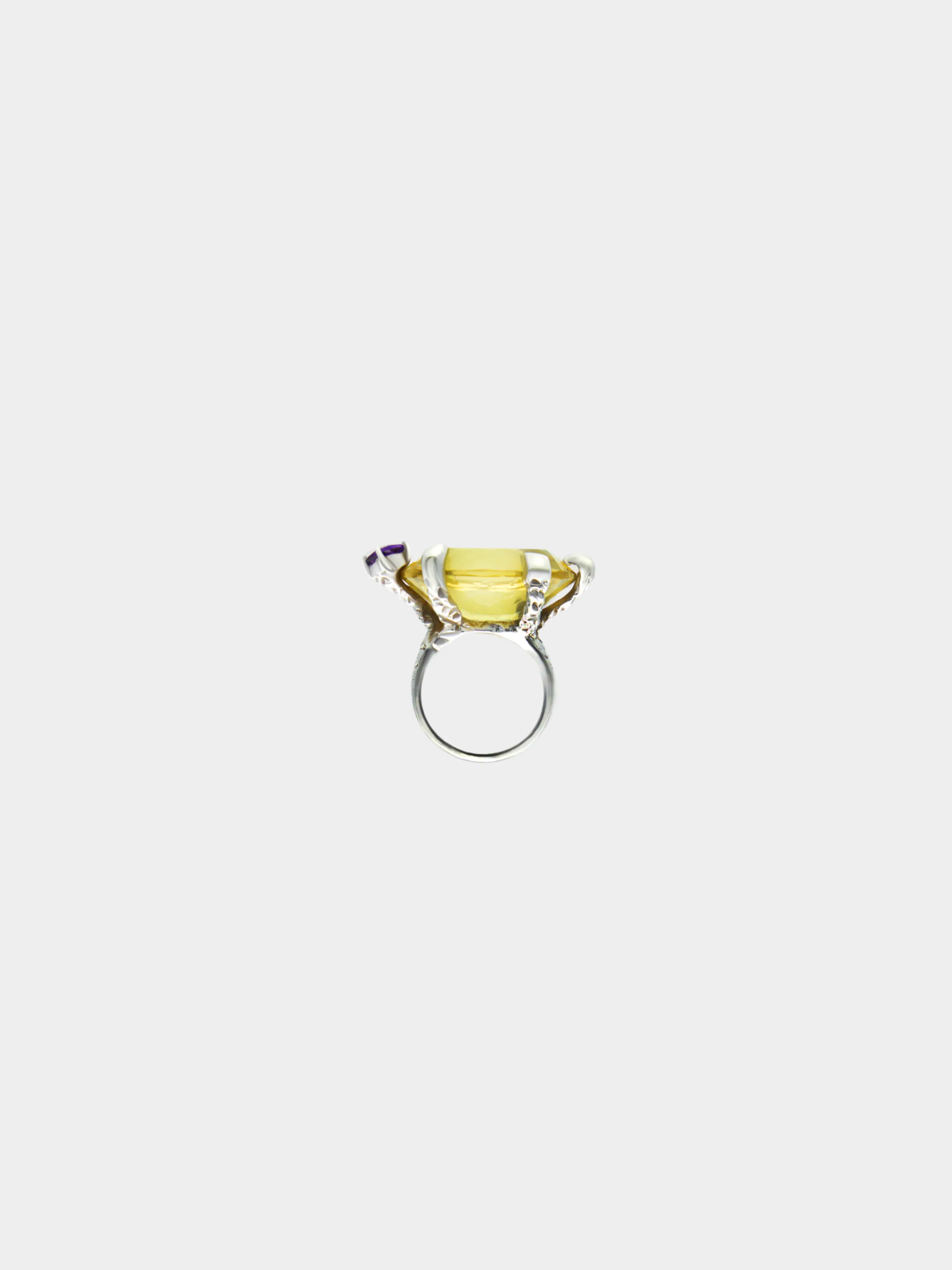 Christian Lacroix 1990s Yellow Stone Silver Citrine Ring - Image 3