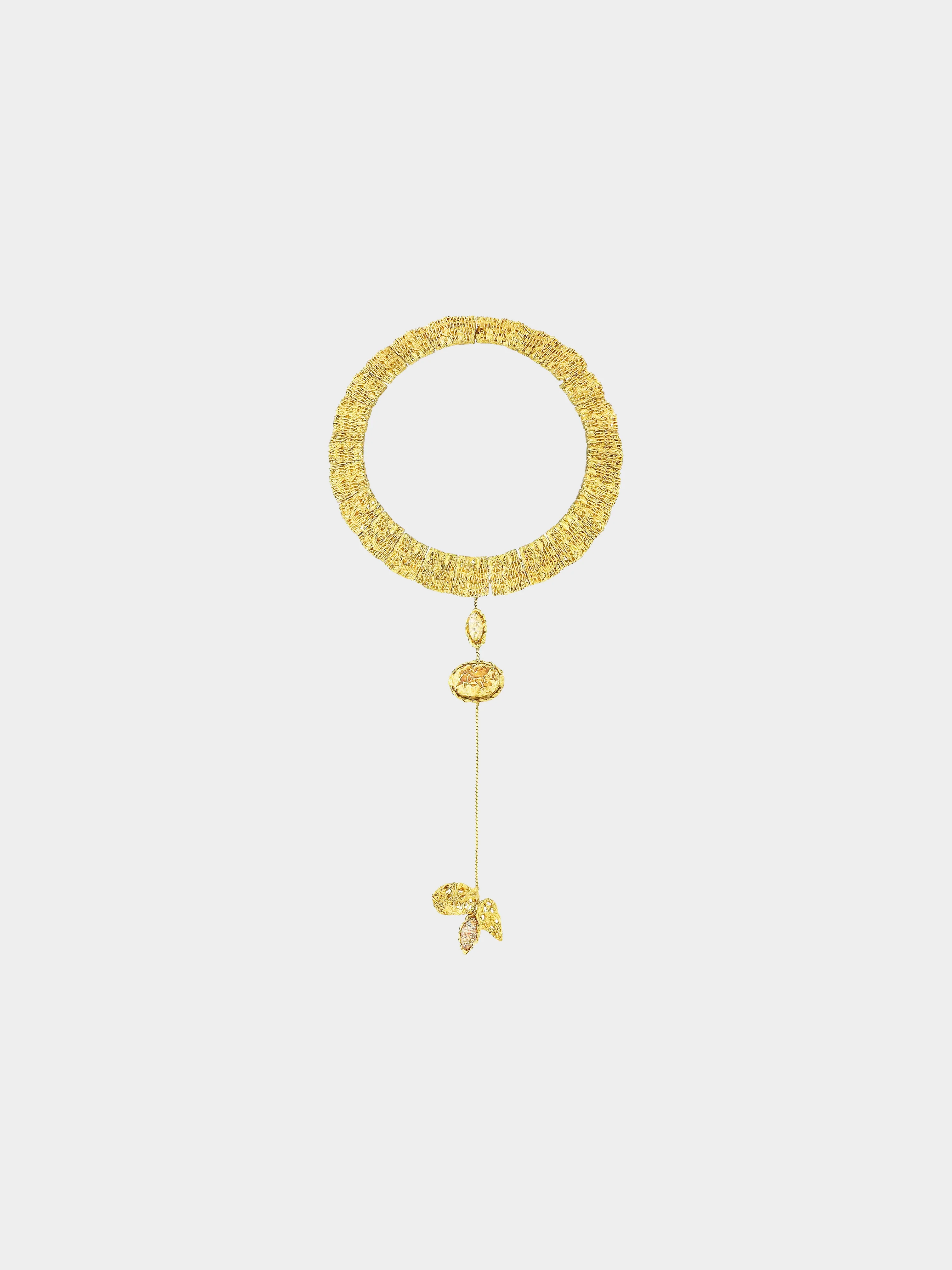 Christian Lacroix 1990s Gold Metal Articulated Pendant Necklace