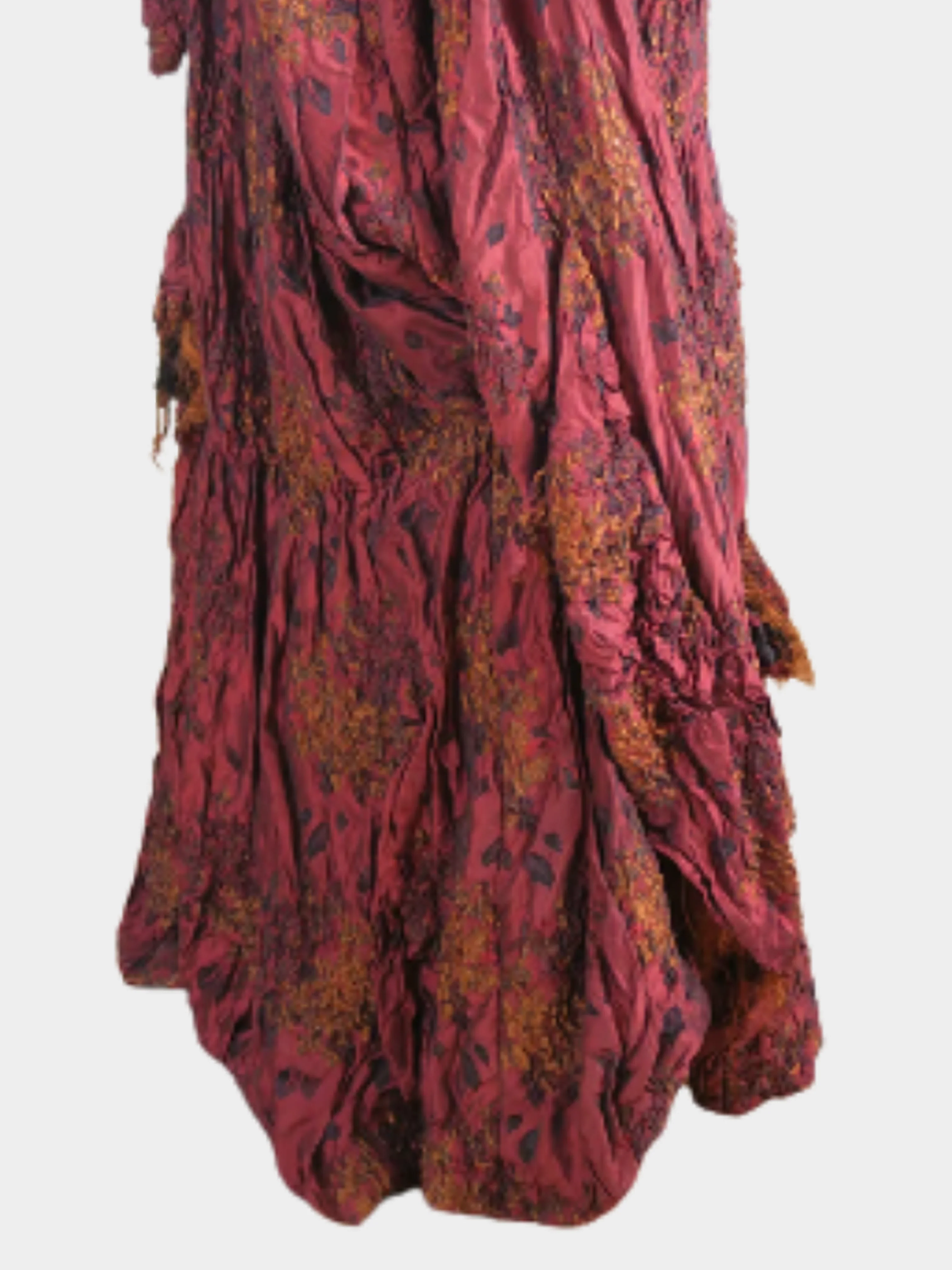 Christian Lacroix FW 2002 Red Tapestry Design with Ostrich Feather Gown - Image 2