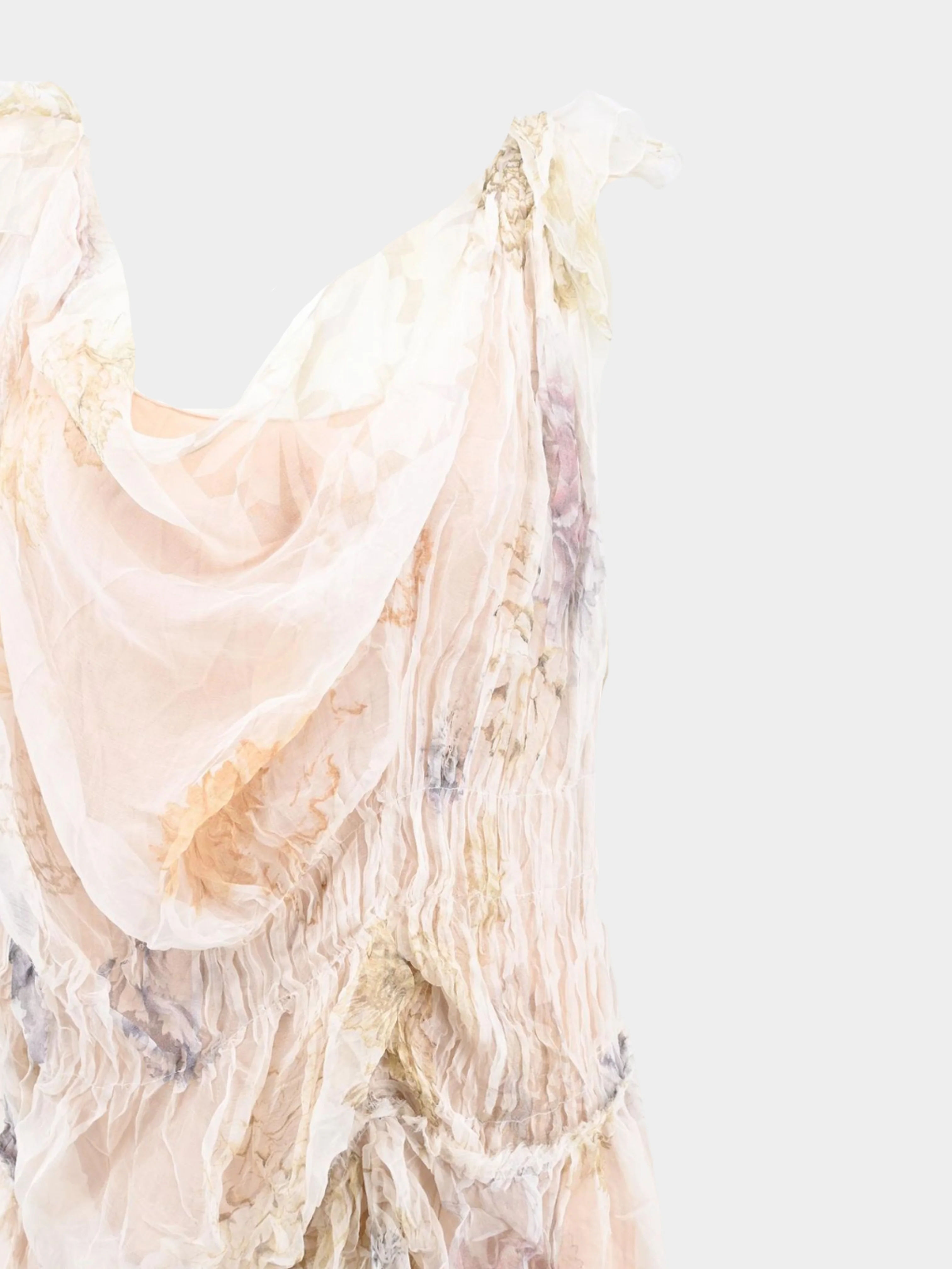 Christian Lacroix SS 2009 Beige Silk Floral Printed Dress - Image 3