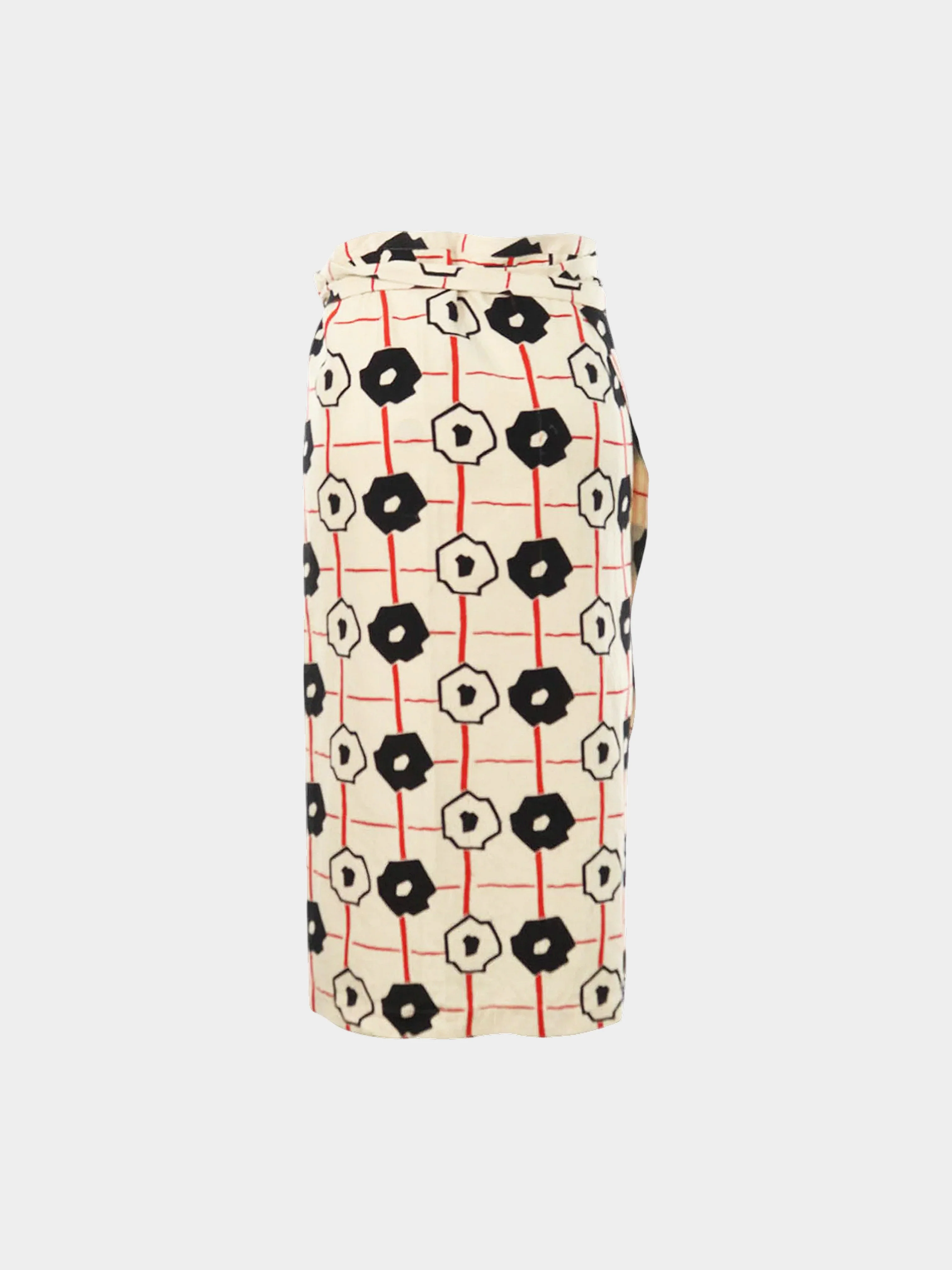 Comme des Garçons 2000 Beige Printed Wrap Skirt - Image 2